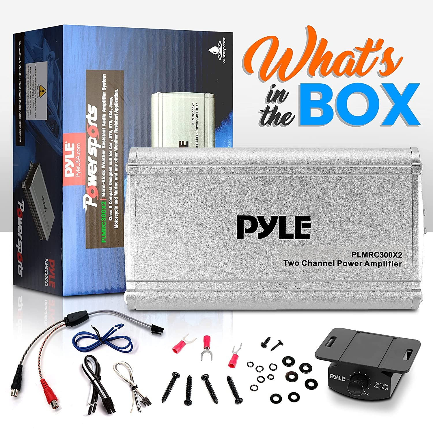 Pyle USA 2 Channel Weather Resistant Audio Amplifier System, Class D Compact Designed Suit for Car, ATV, UTV, 4X4, Jeep, Motorcycle and Marine Vehicles