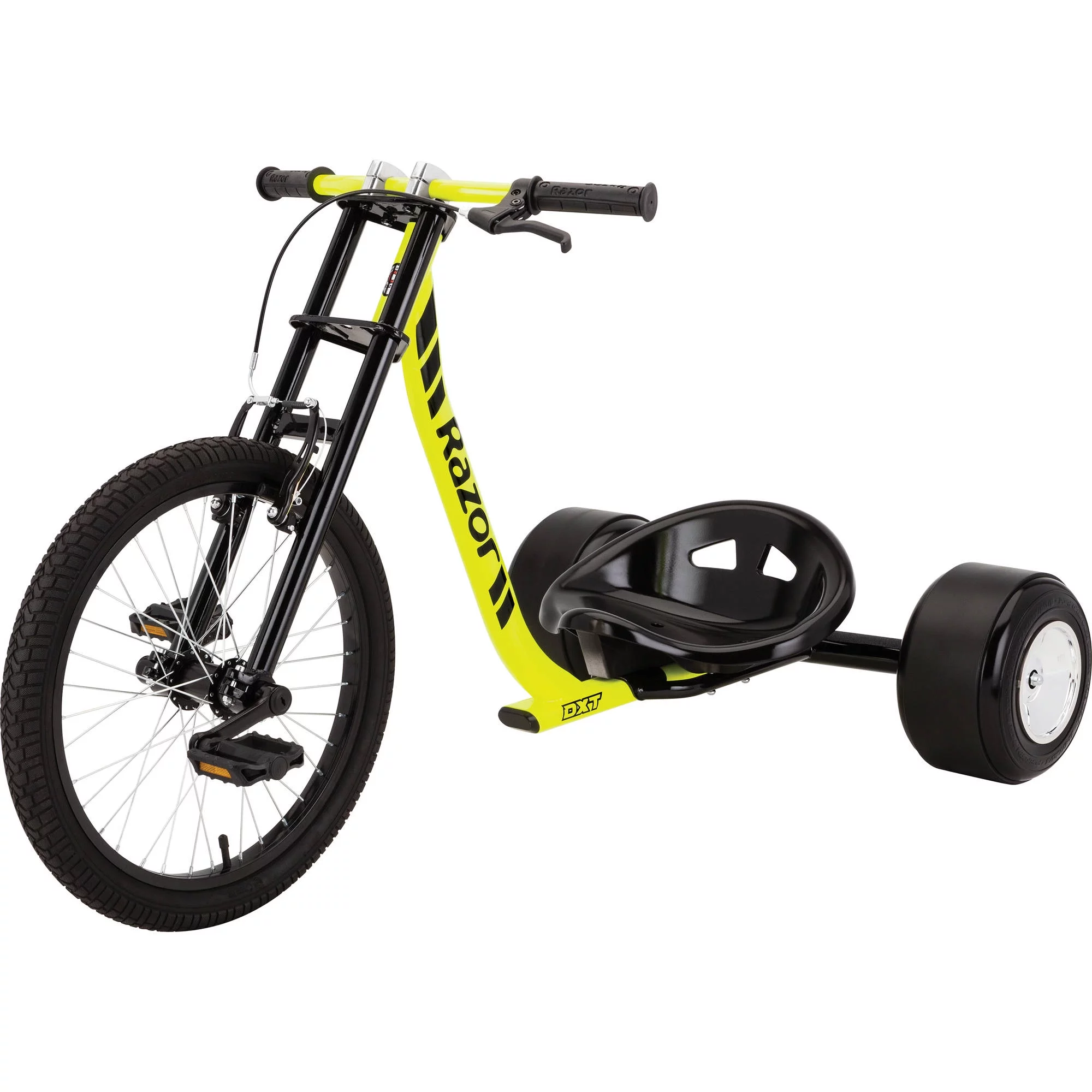 Razor DXT Drift Trike – Black/Yellow, Steel Frame and Moto Style, Tricycle, Construction, 3-Wheeled Drifting Ride On Tricycle for Teens and Adults, Unisex