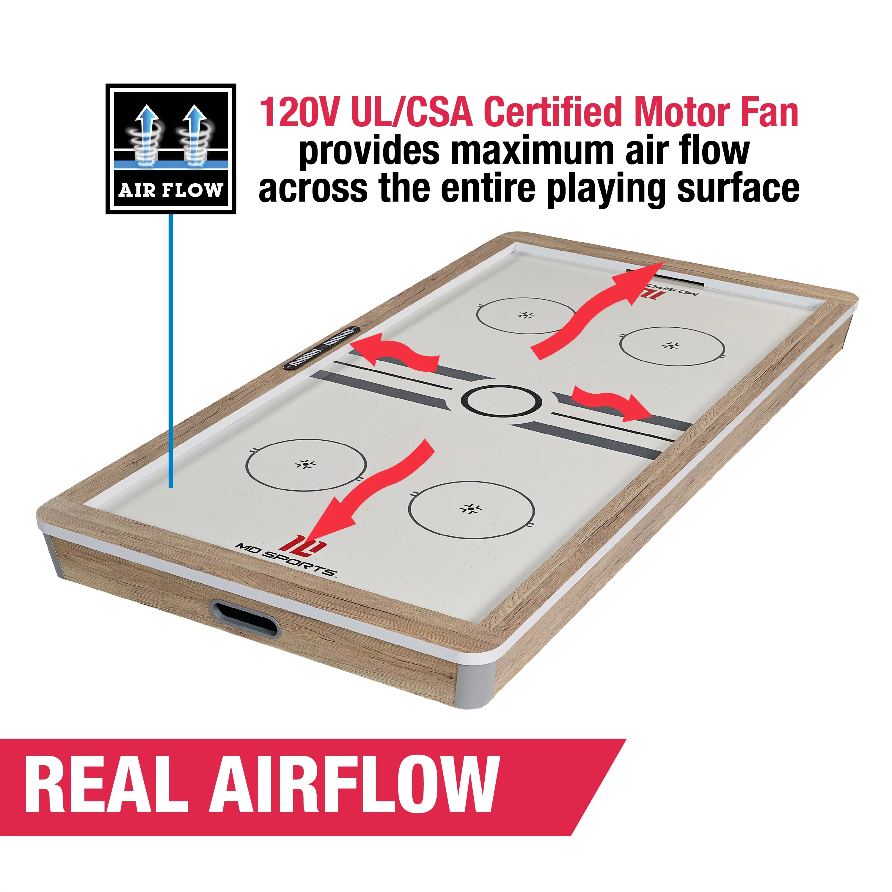 MD Sports 7′ Hinsdale Air Powered Hockey Table With Pusher and Puck Set