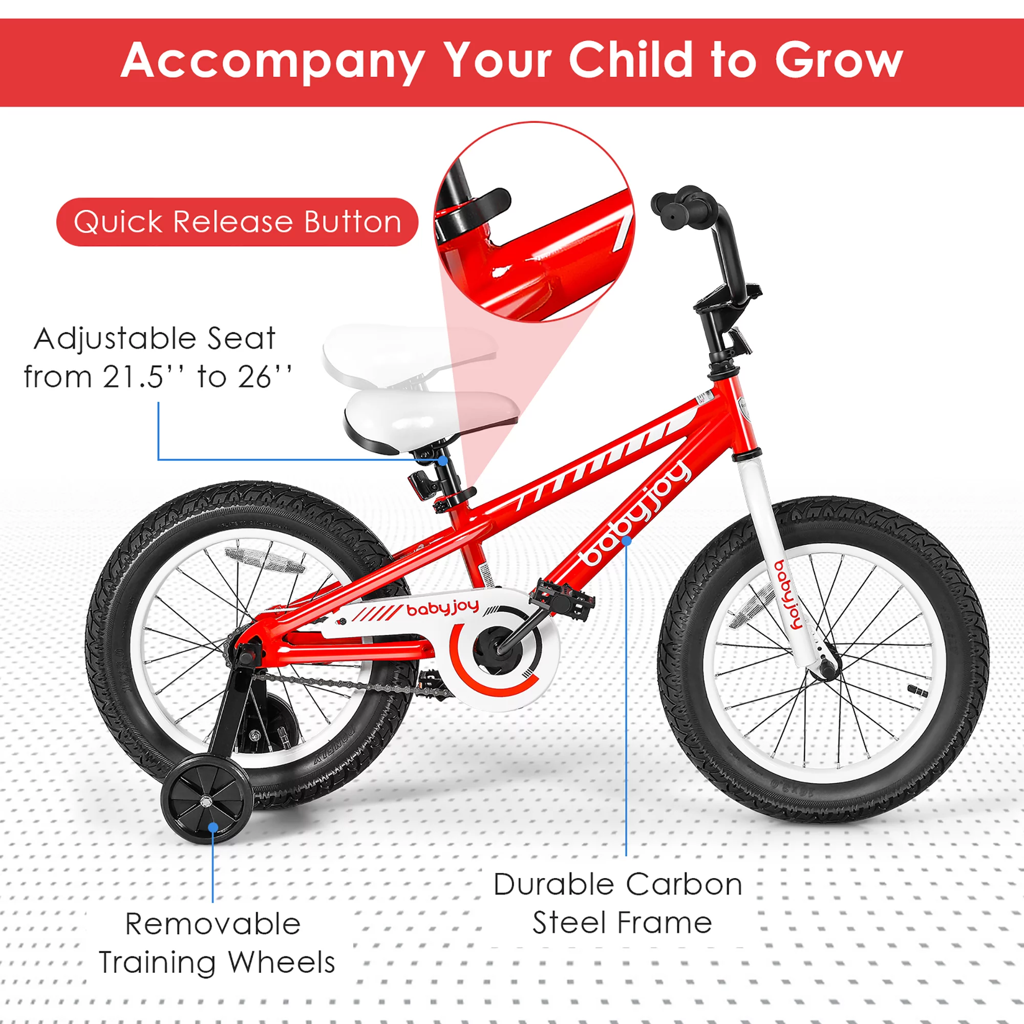 Babyjoy 16” Kids Bike Bicycle w/ Training Wheels for 5-8 Years Old Boys Girls