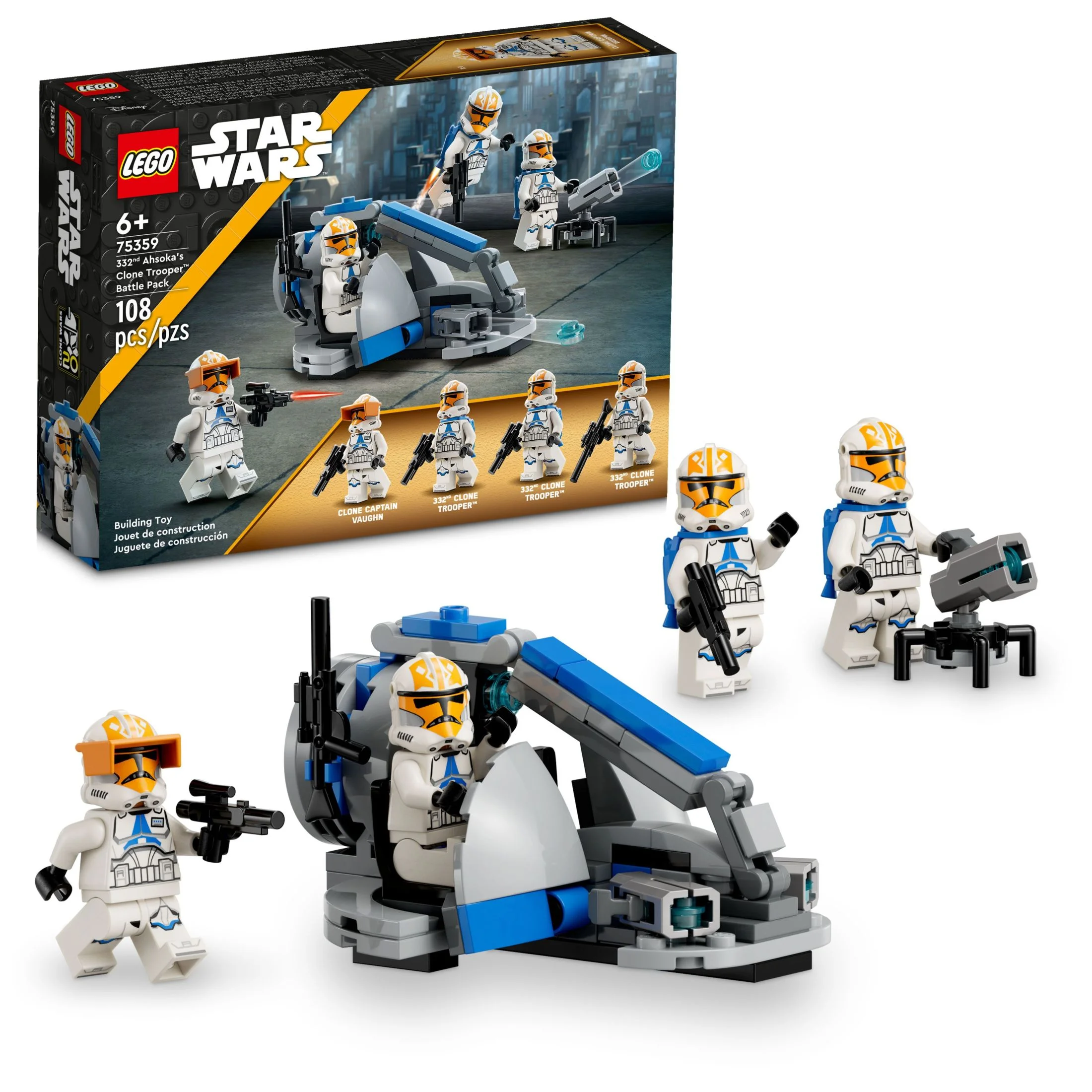 LEGO Star Wars 332nd Ahsoka’s Clone Trooper Battle Pack 75359 Building Toy Set with 4 Star Wars Figures Including Clone Captain Vaughn, Star Wars Toy for Kids Ages 6-8 or any Fan of The Clone Wars