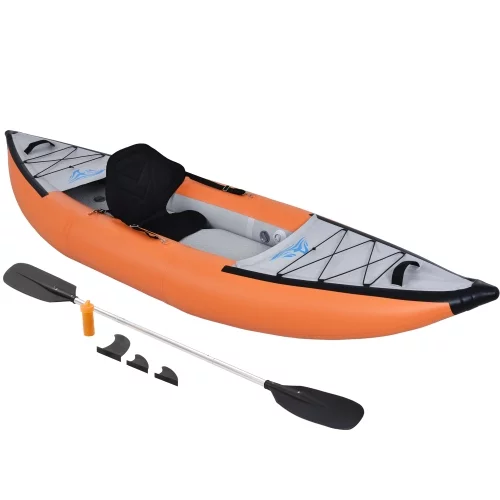 MKING Portable Recreational Touring Kayak Foldable Fishing Touring Kayaks, Inflatable Kayak Set with Paddle & Air Pump, Deluxe Extended Version Tandem 2 Person Kayak