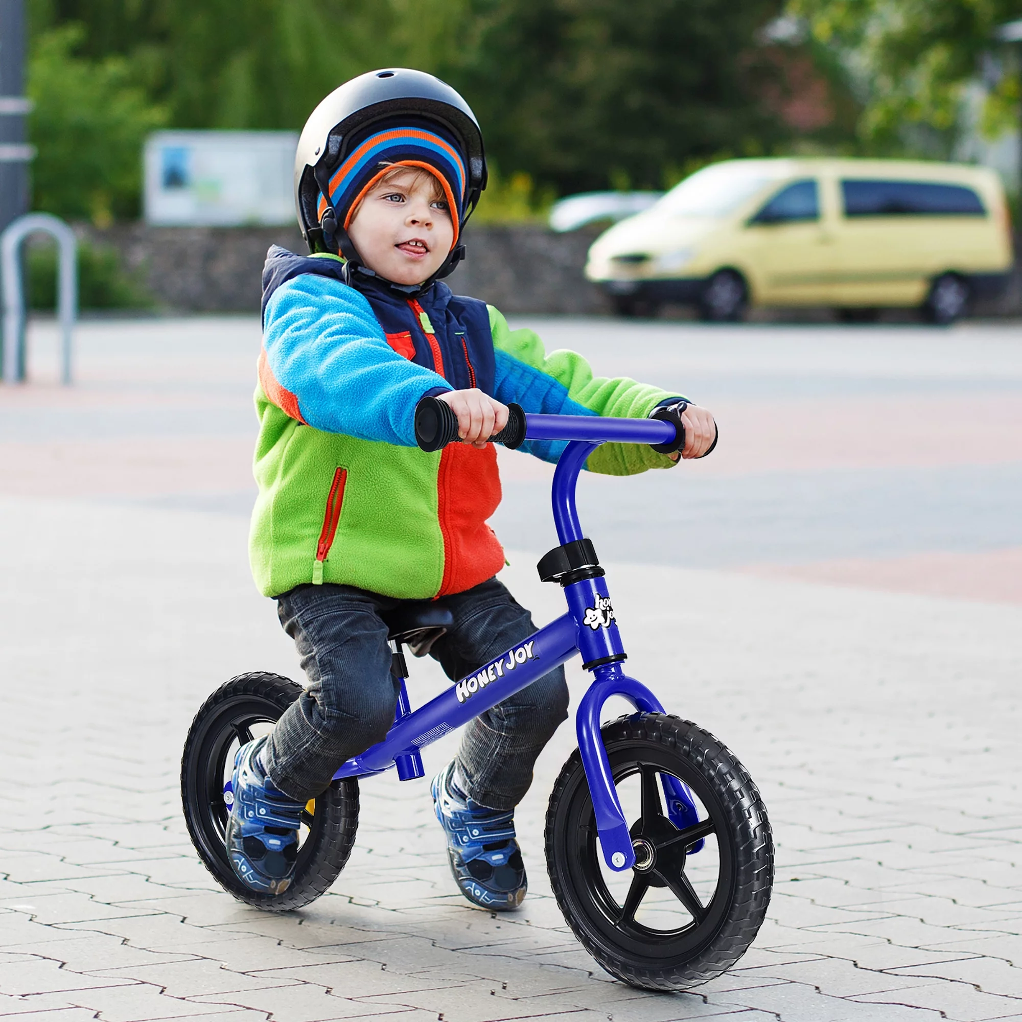 HoneyJoy Kids Balance Bike No Pedal Training Bicycle w/ Adjustable Handlebar & Seat Black