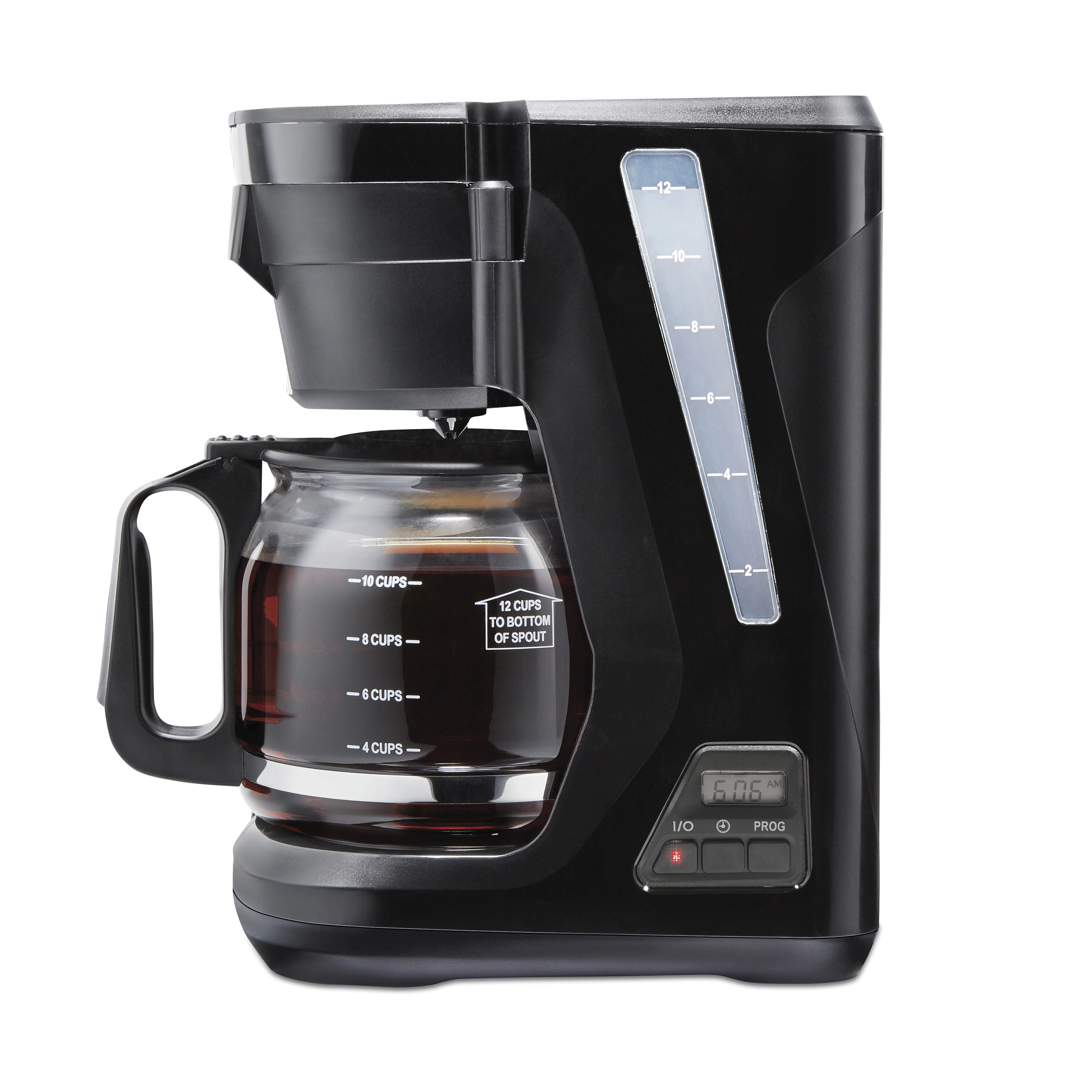 Proctor Silex Front Fill Compact 12 Cup Programmable Coffee Maker, Glass Carafe, Black, 43685PS