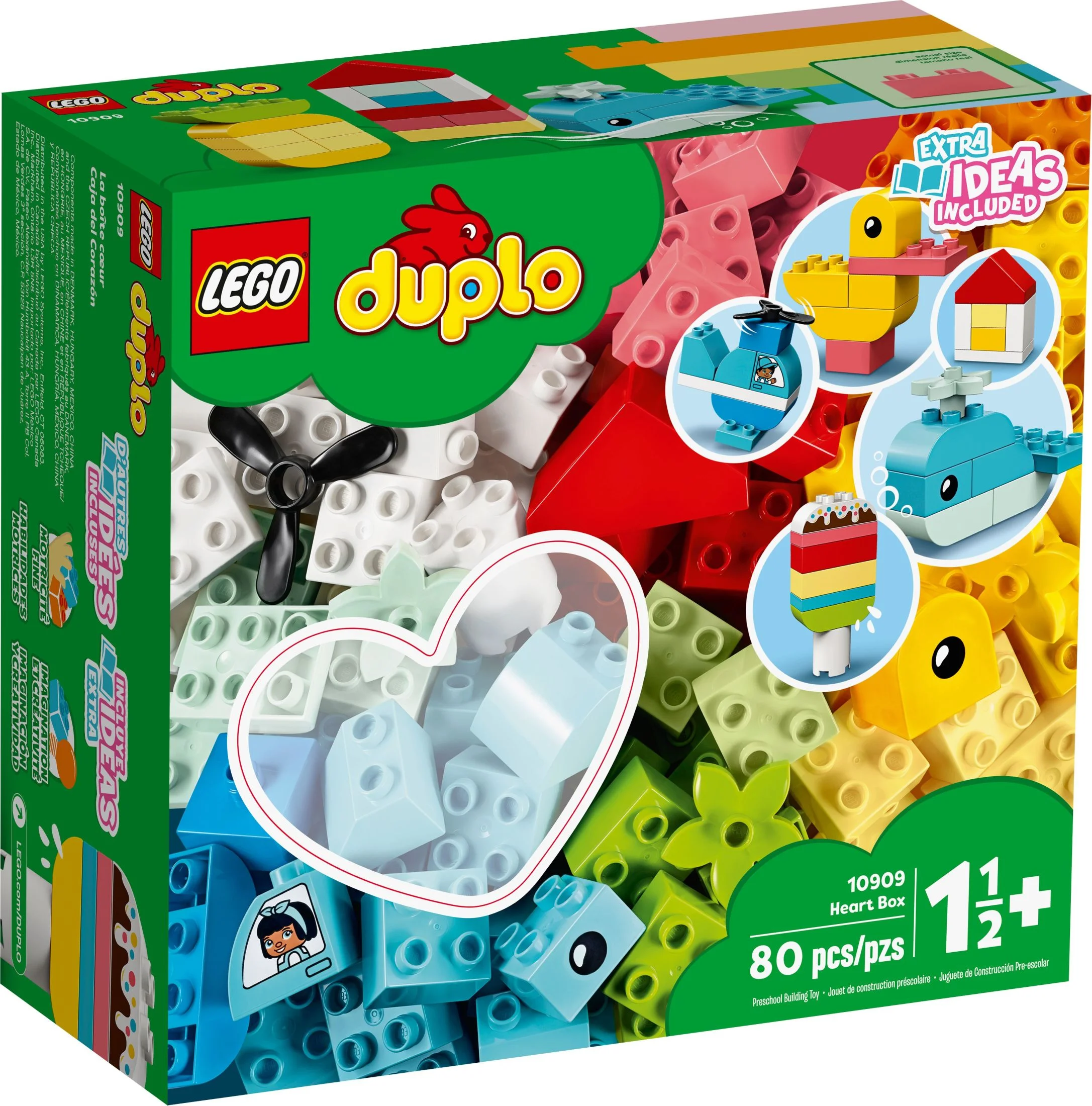 LEGO DUPLO Classic Heart Box, First Bricks Building Toy, Educational Activity and Development Set, Early Learning Toys for Toddlers 1.5 – 3 Years Old, 10909