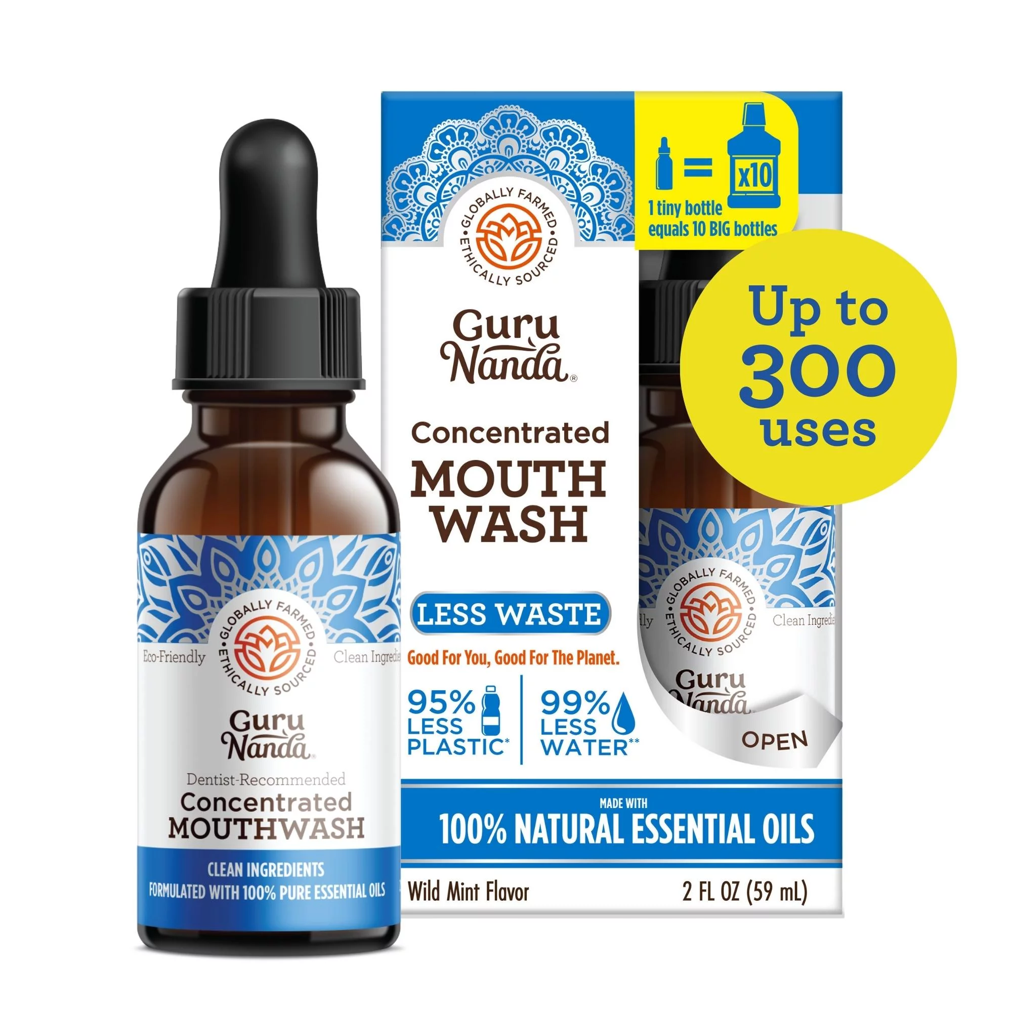 GuruNanda Concentrated Mouthwash – Travel Size – Wild Mint, 2 fl. oz