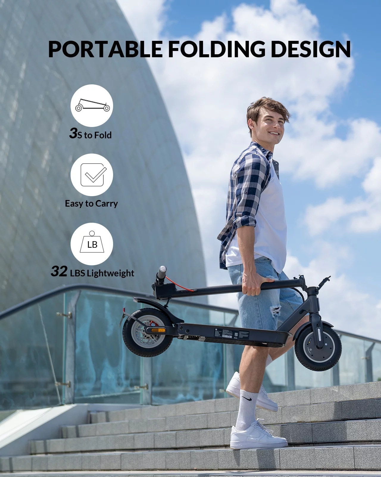 5TH WHEEL V30Pro Electric Scooter with Turn Signals, 10″ Solid Tires, 350W Motor, 19.9 Miles Range & 18 mph, Foldable Electric Scooter for Adults