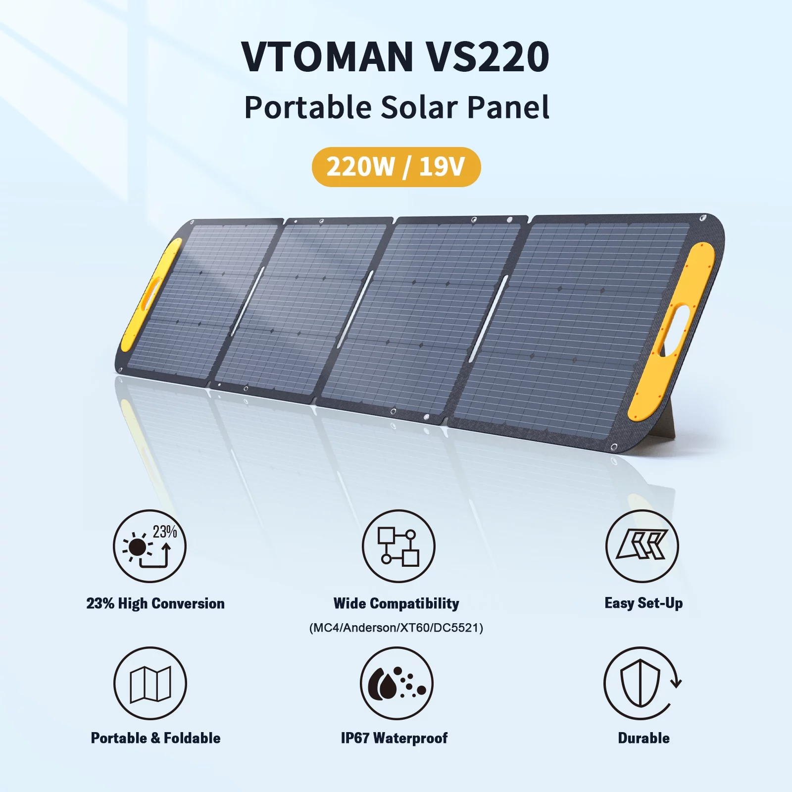 VTOMAN Jump 1000 Portable Power Station 1000W with 220W Solar Panels, 1408Wh LiFePO4 Battery with 110V/1000W AC Outlets,Portable Generator for Camping & Home Backup