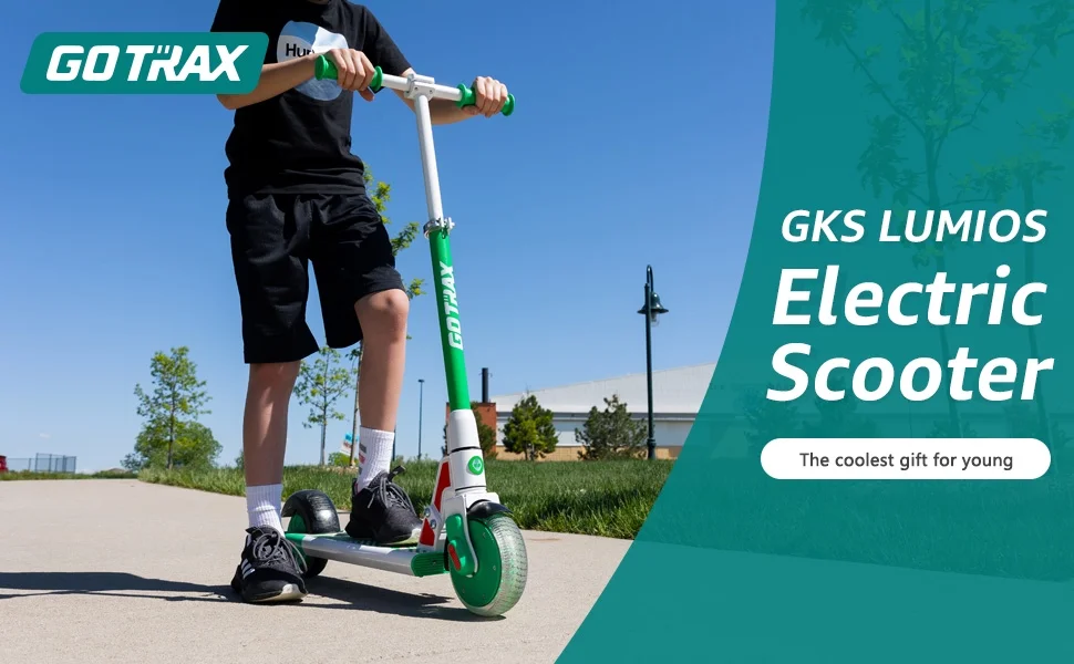 GOTRAX GKS Lumios Kids Electric Scooter, 6″ Wheel 7.5mph Electric Kick Scooter for Kids Teens, Gray