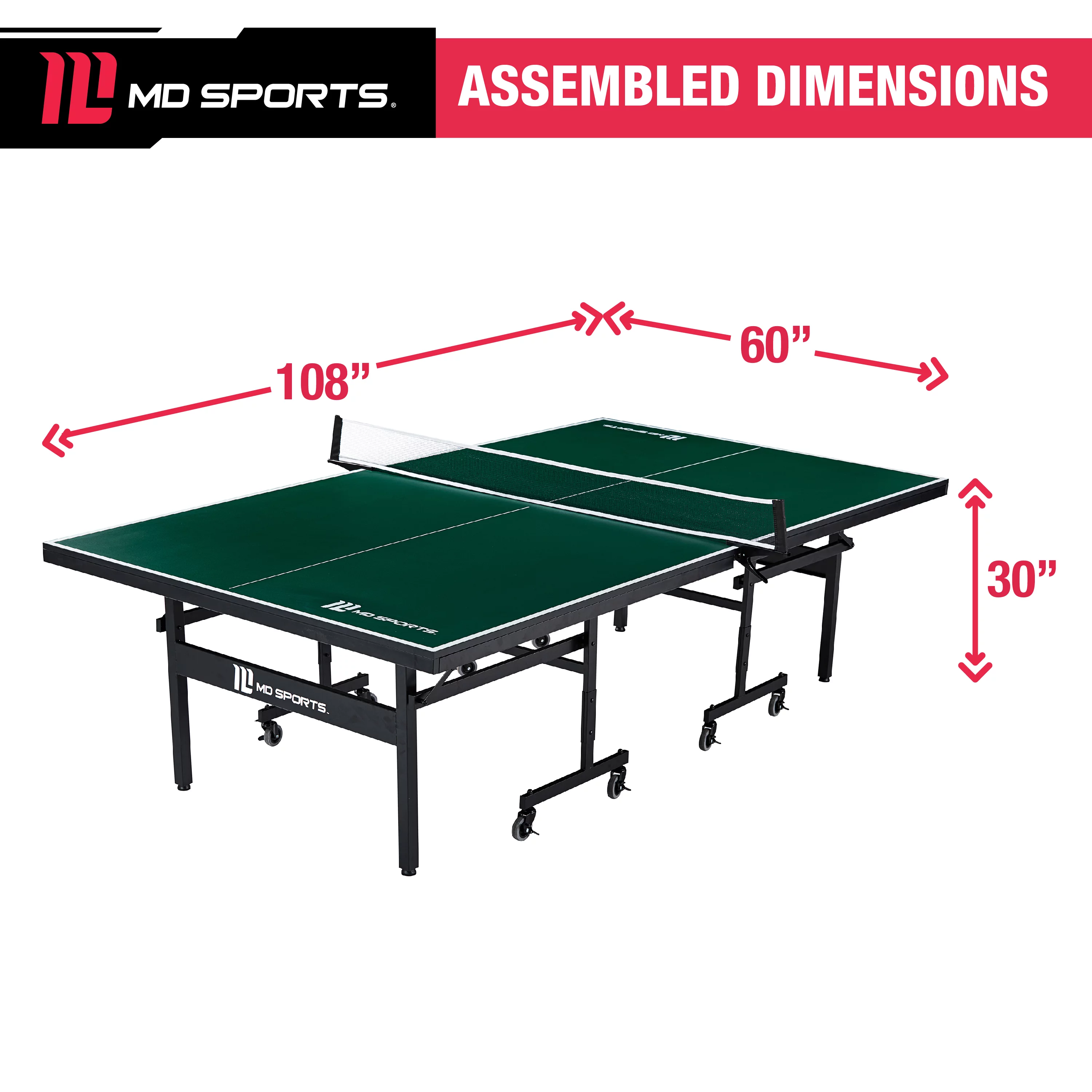 MD Sports Winnfield Indoor 2-Piece 18 mm Table Tennis Table