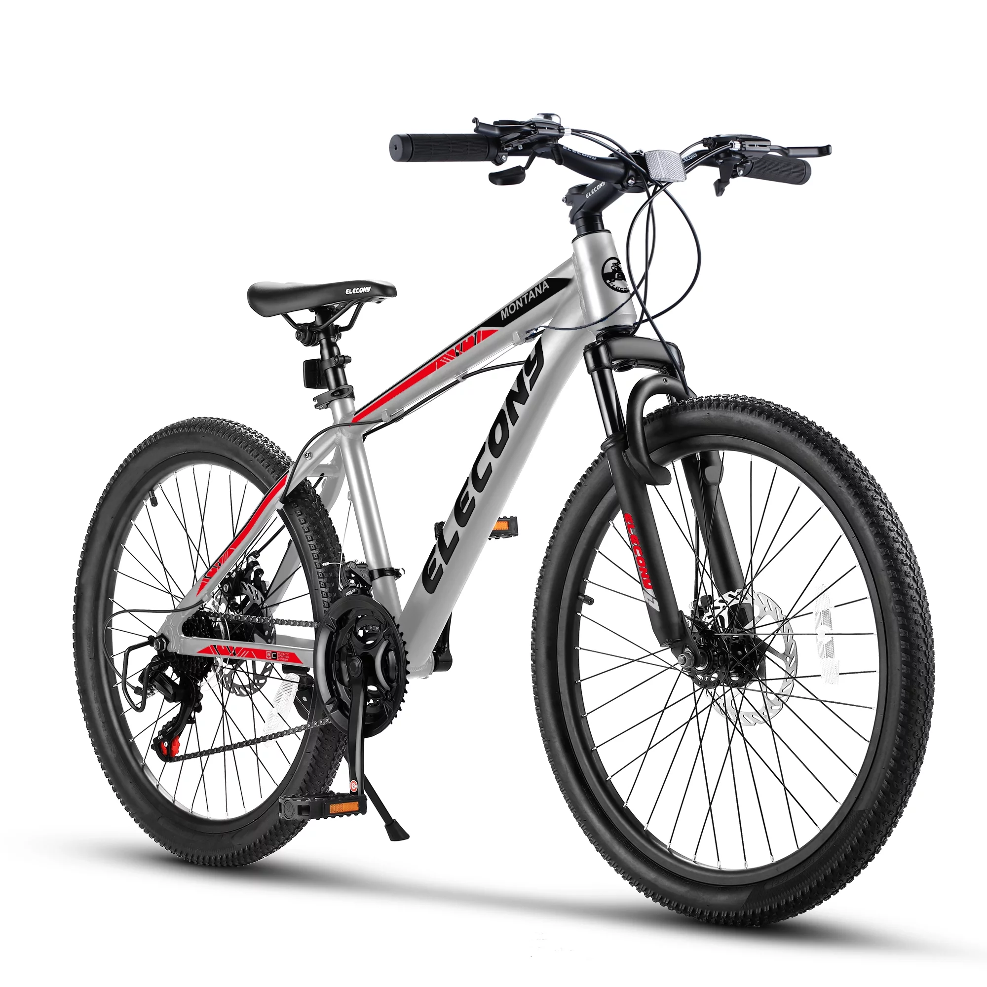 24 inch Mountain Bike, Shimano 21 Speed Drive, Dual Disc Brake, Front Suspension MTB For Boy Girl