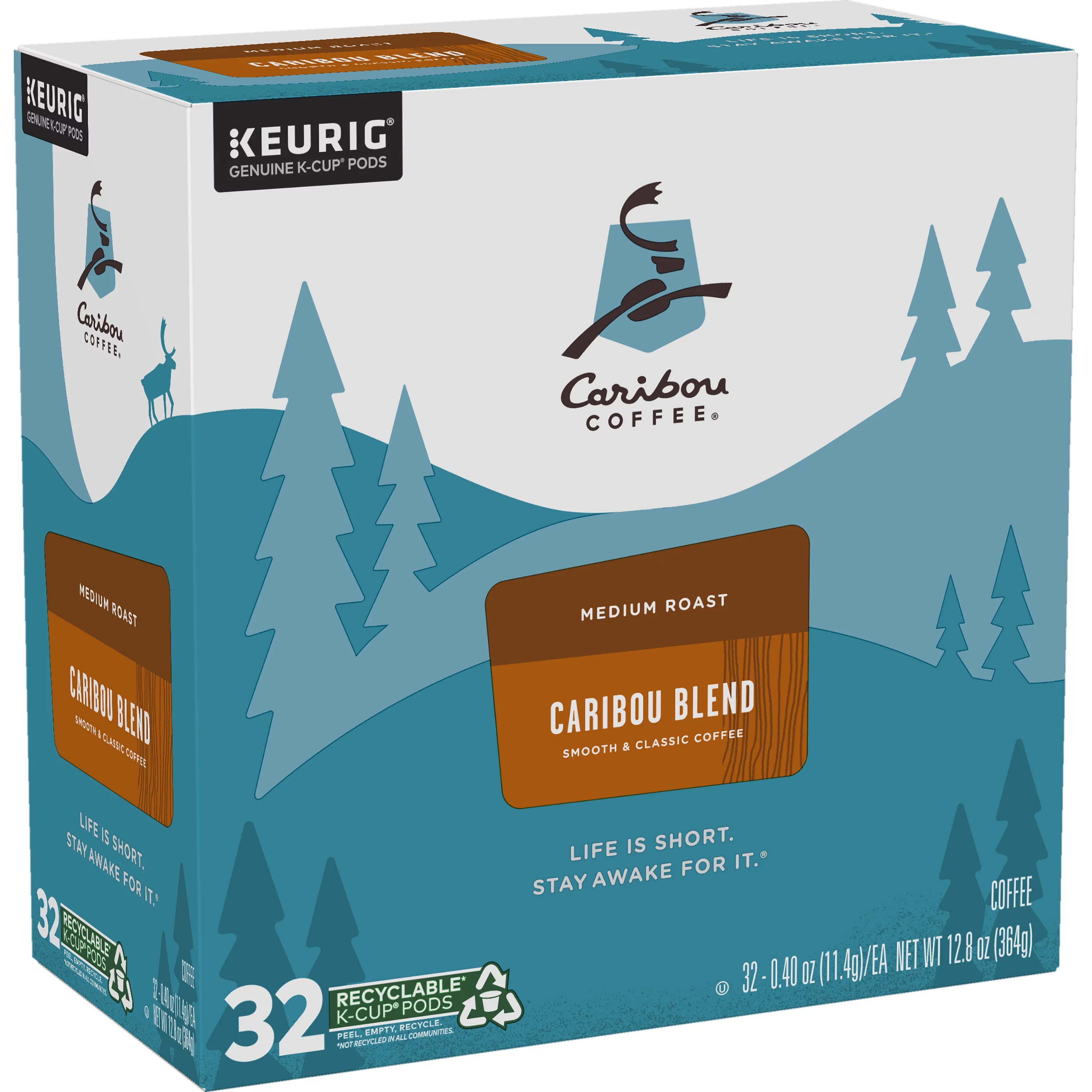 Caribou Coffee Caribou Blend, Keurig Single-Serve K-Cup Pods, Medium Roast Coffee, 32 Count