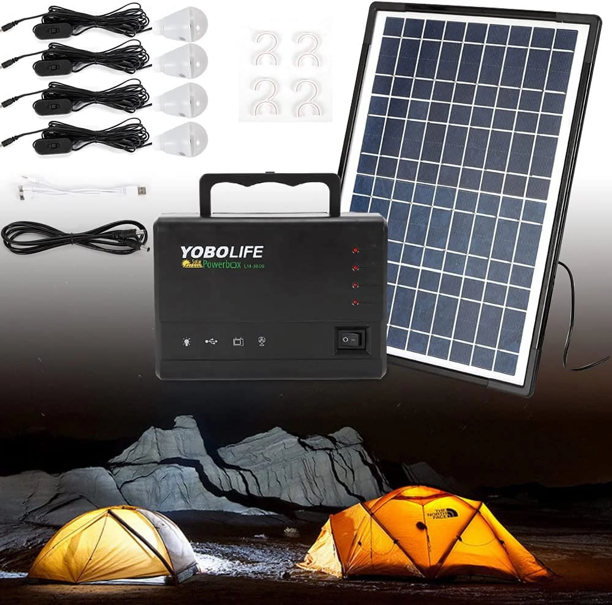 AC 110-220V Portable Solar Generator with Solar Panel,Included 4 Sets LED Lights,Solar Power