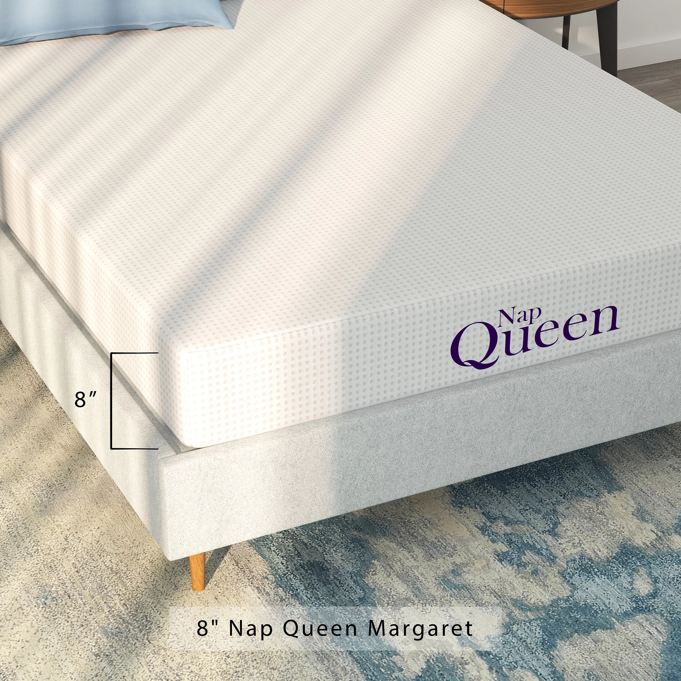 NapQueen Twin Mattress, Margaret 8″ Charcoal Memory Foam Mattress W/ Antimicrobial Cover, Adult, CertiPUR-US Certified, Mattress in a Box