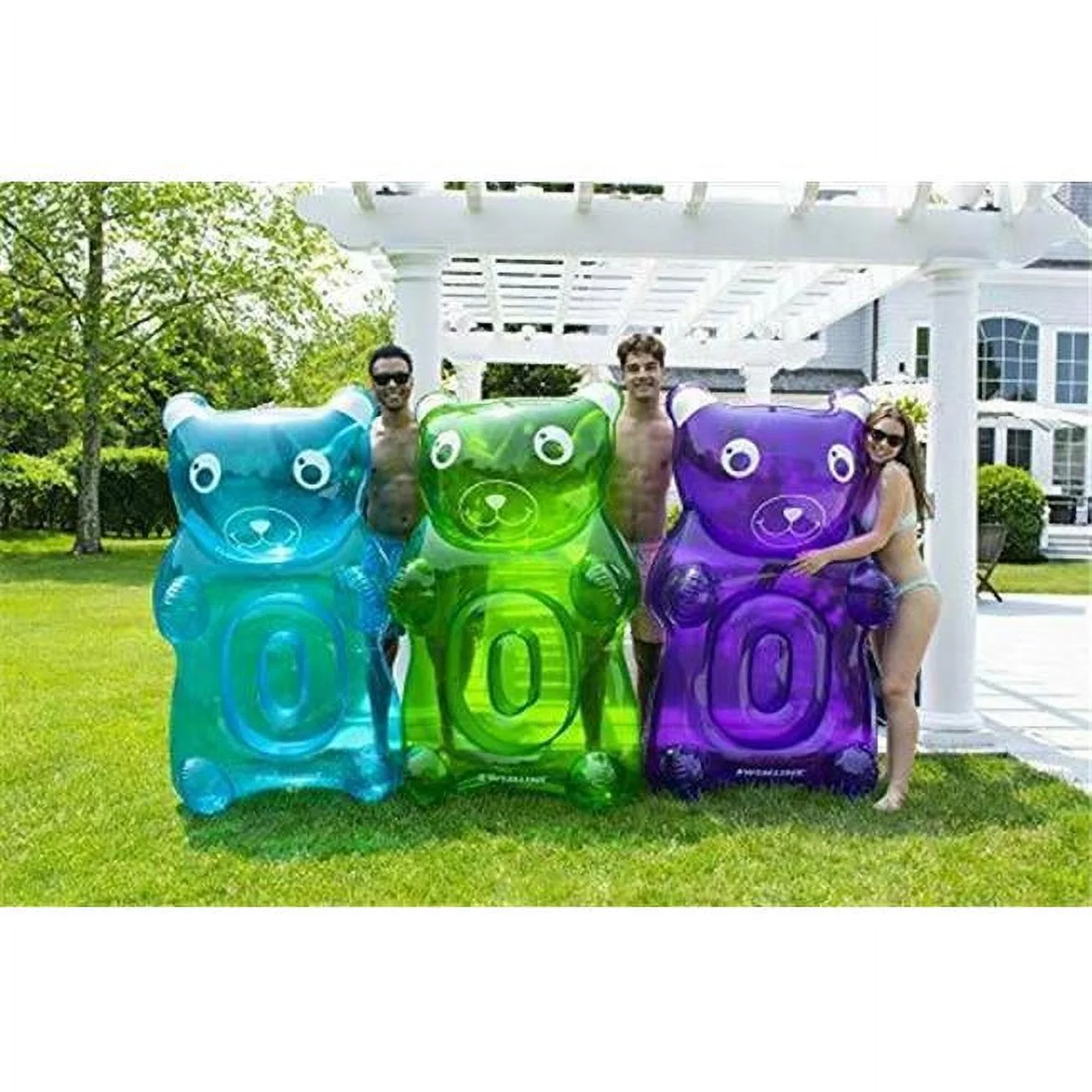 Swimline Inflatable Gummy Bear Pool Float Assortment, Blue, Green, Purple, 60″ x 37″ x 20″