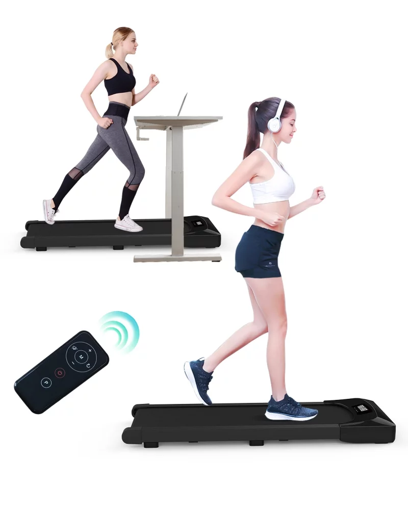 Walking Pad, Under Desk Treadmill, Walking Pad Treadmill Under Desk with Remote Control, 2 in 1 Portable Treadmill Desk, Quiet and Powerful, Installation-Free for Home/Office (Black)