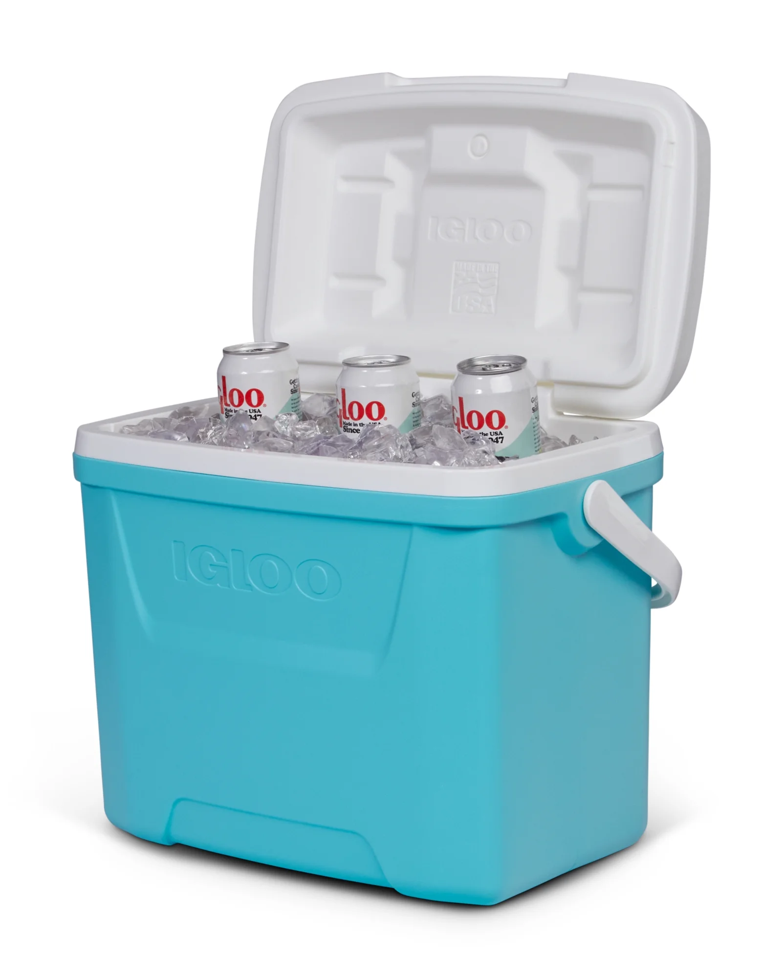 Igloo 28 QT. Laguna Hard-Sided Ice Chest Cooler, Aqua Blue and White