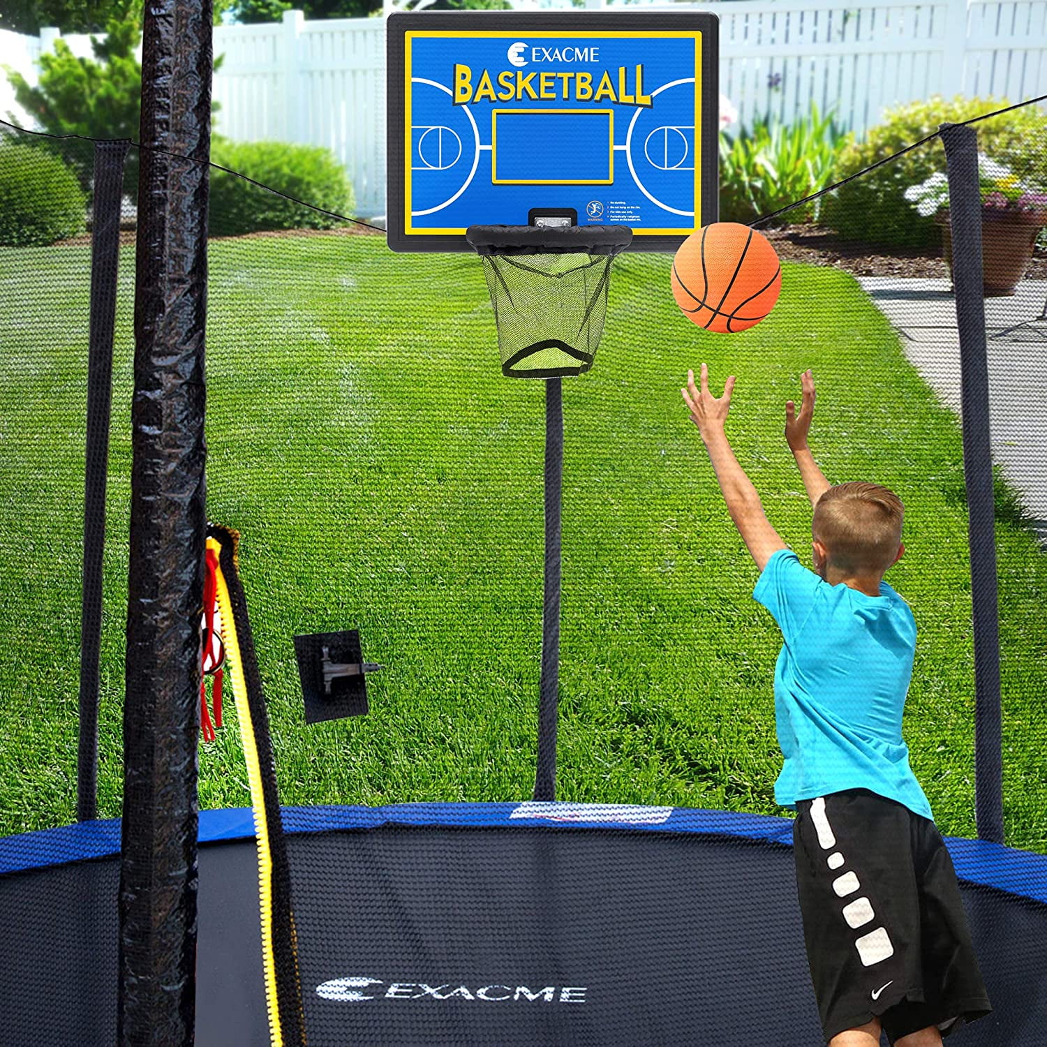 ExacMe Trampoline Basketball Hoop Game Play Sport w/ U-Bolt Attachment, Red