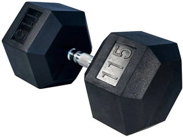 French Fitness Rubber Coated Hex Dumbbell 115 lbs (New)