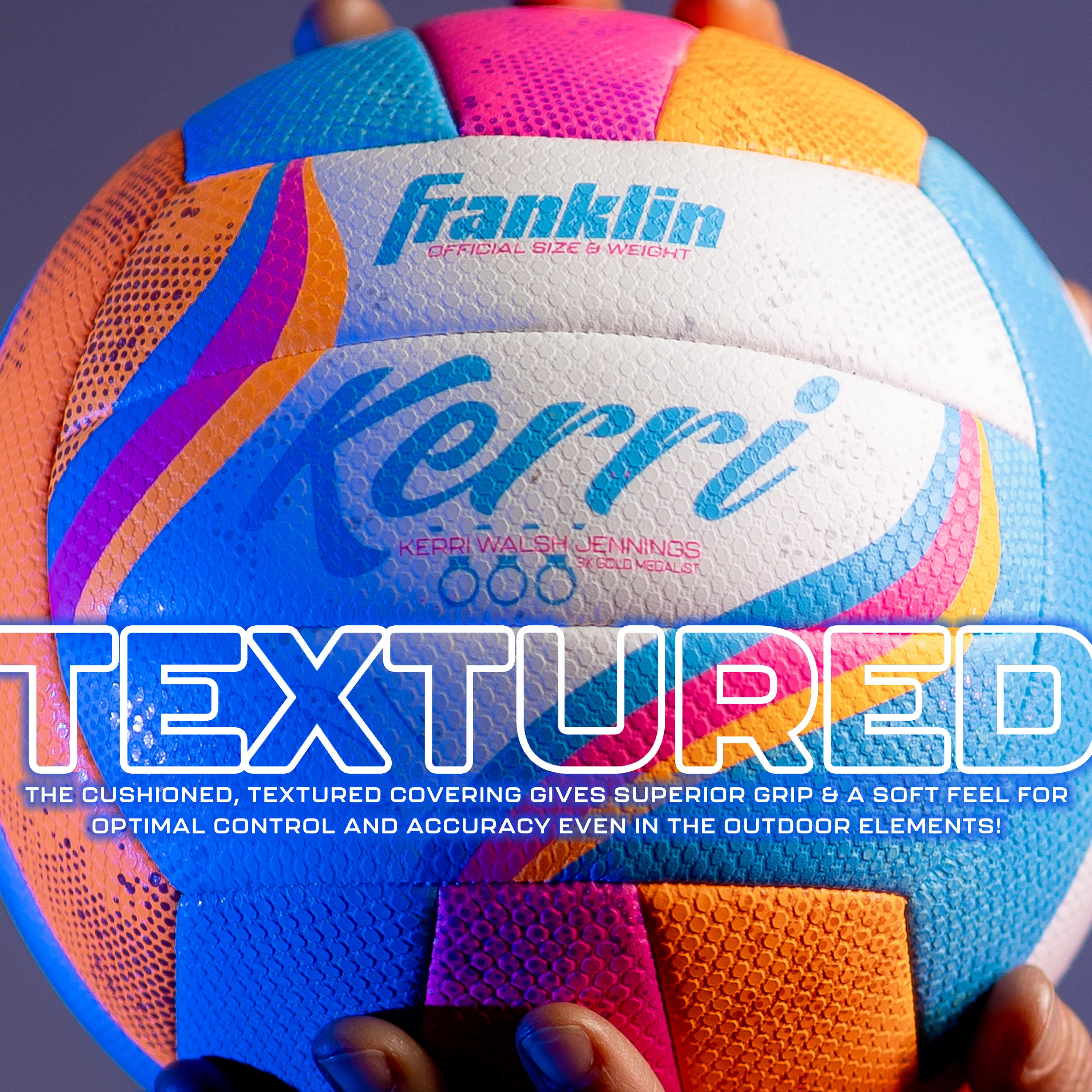 Franklin Sports Kerri Walsh Beach, Soft Cover Outdoor Volleyball for Kids and Adults with Pump and Needle Included