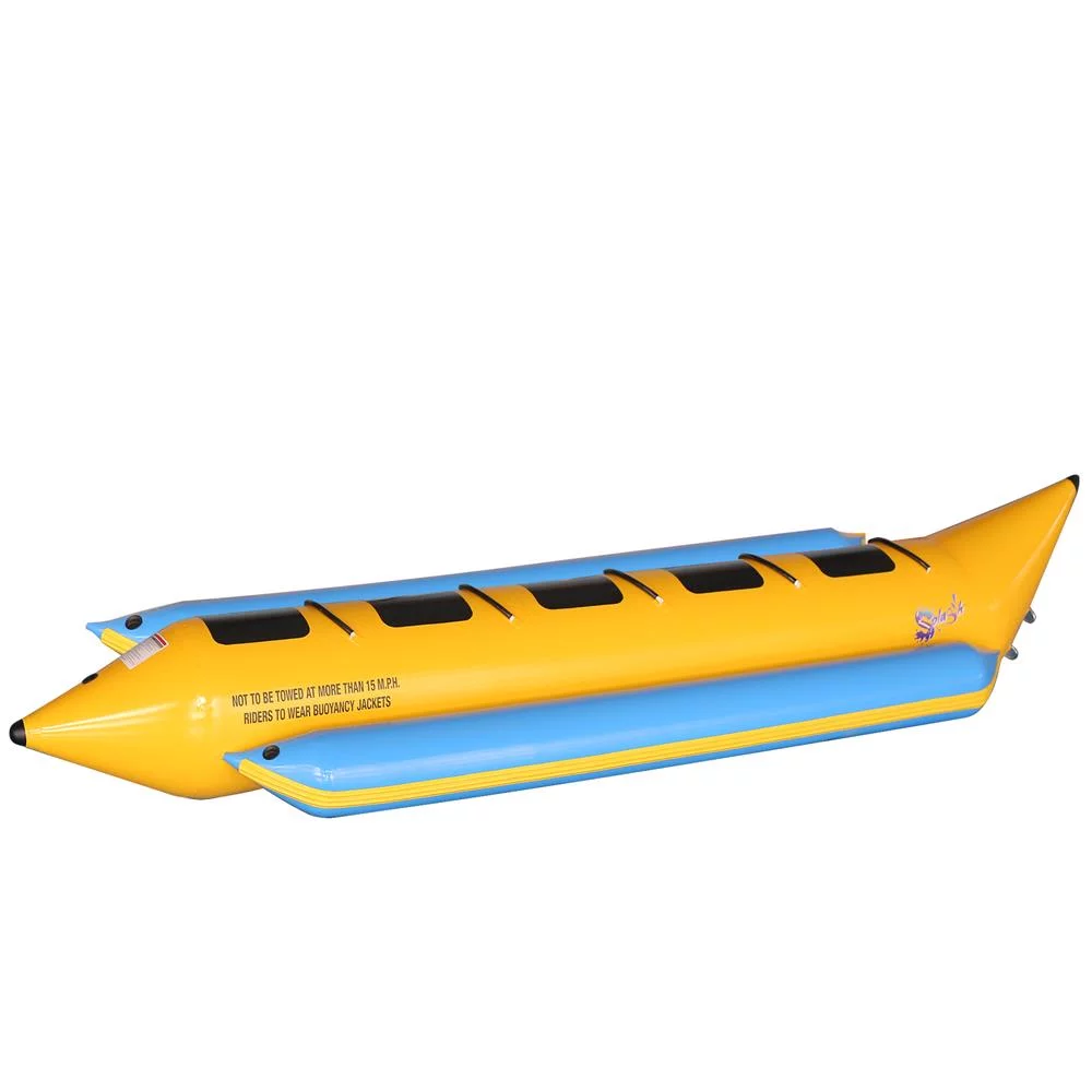 SerenelifeHome 5 Person Recreational Inflatable Banana Boat with Storage Bag, Foot Pump, and Repair Kit, with Reinforced Seats and Foot Areas