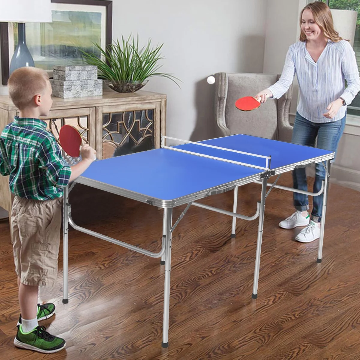 Costway 60” Portable Table Tennis Ping Pong Folding Table w/Accessories Indoor Game