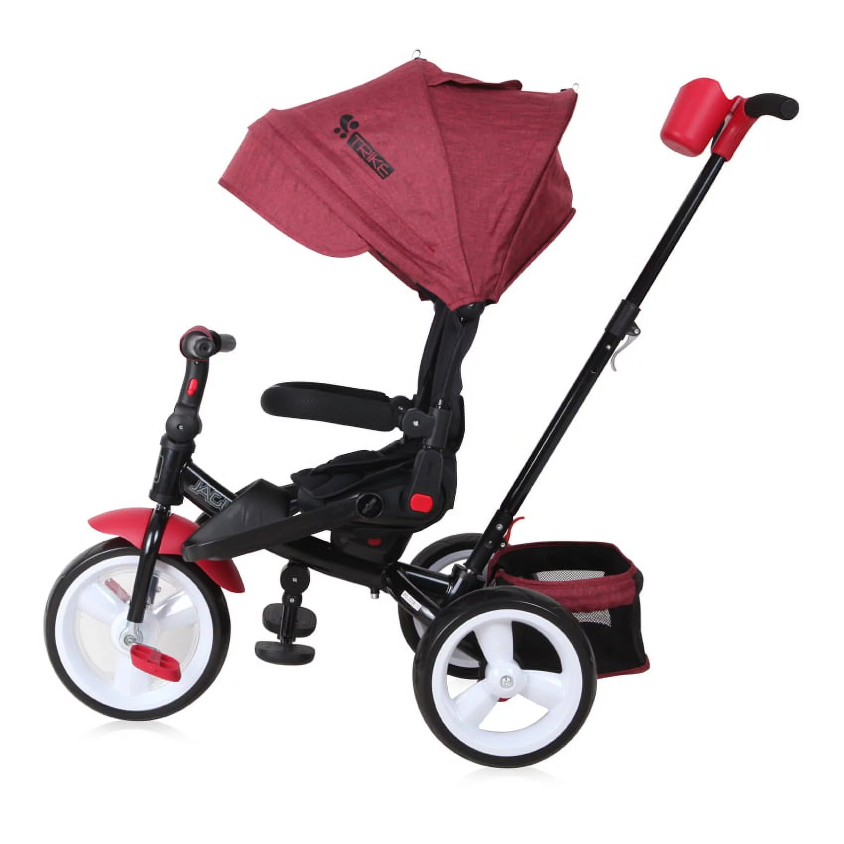 Lorelli Jaguar Eva Wheels 3in1 Children Baby Tricycle 3Wheel Bike Kid Toddler Trike Ride Red and Black Luxe