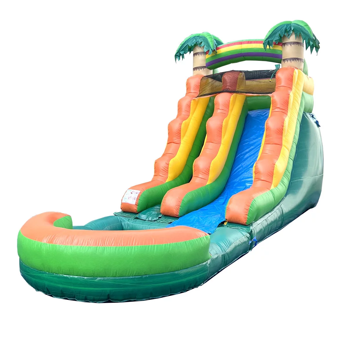 Pogo Bounce House Crossover Kids Inflatable Water Slide, Rainbow Cloud with Blower, 15 ft