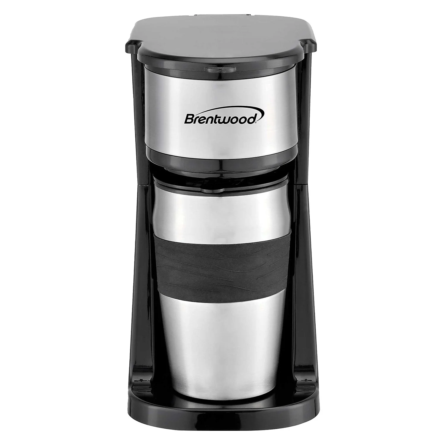 Brentwood TS-113BK Portable Single-Serve Coffee Brewer with 14 oz Travel Mug, Black