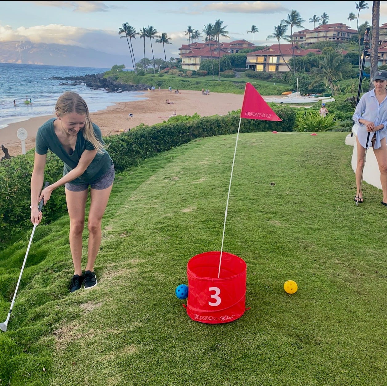 Bucketgolf the Ultimate Backyard Golf Game for Kids and Adults. Red (6 Hole)