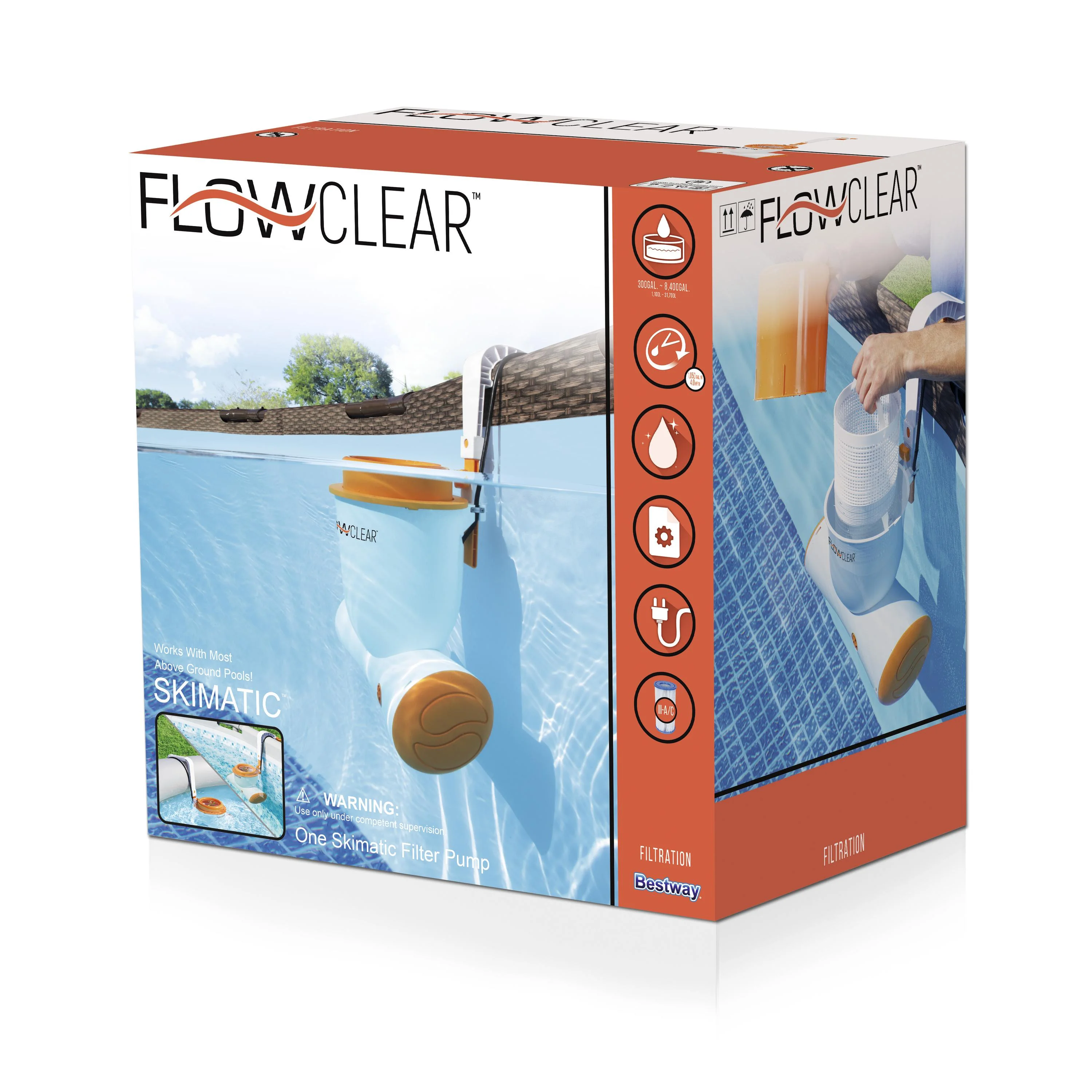 Bestway Flowclear 1050 Gallon Skimatic Skimmer Above-Ground Pool Pump