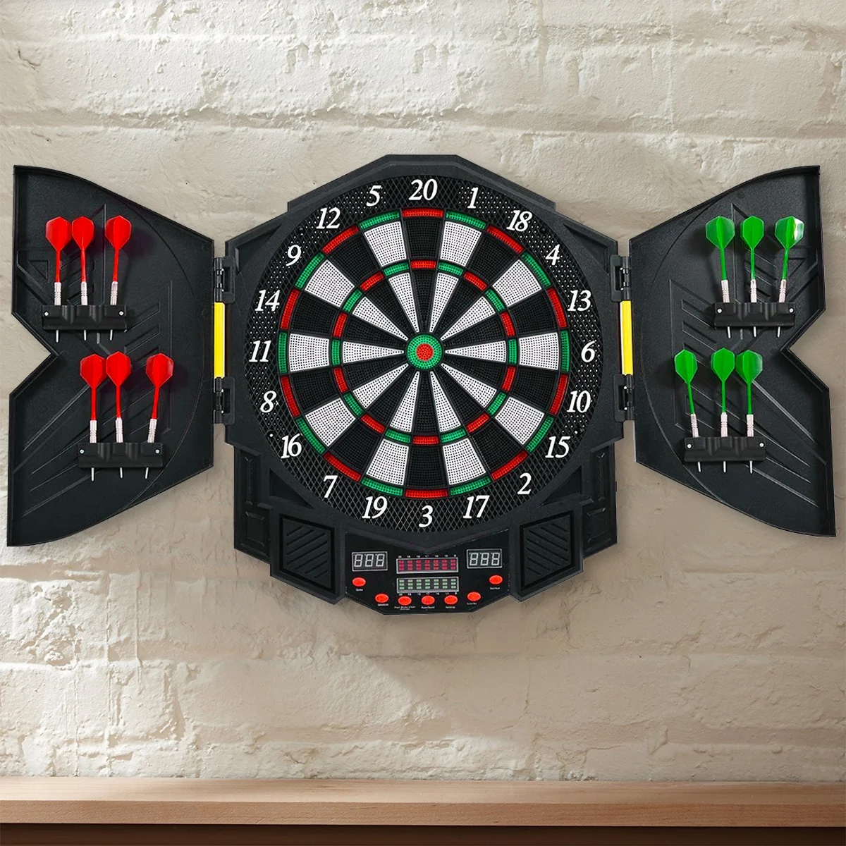 Costway Professional Electronic Dartboard Cabinet Set w/ 12 Darts Game Room LED Display