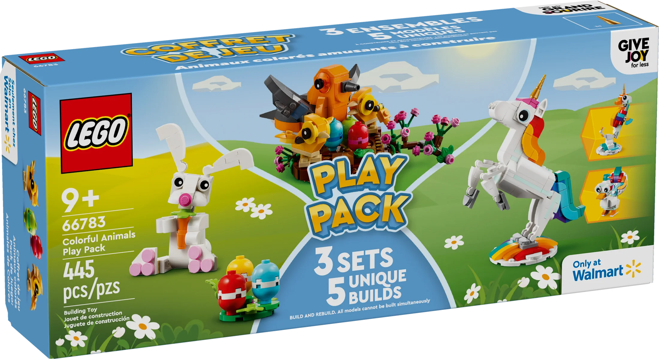 LEGO Colorful Animals Play Pack, 5 Adorable Animal Builds in 1 Box: Bunny Toy, Unicorn Toy, Seahorse Toy, Peacock Toy, and Birds in a Nest, Birthday Gift Idea for Animal Lovers, 66783