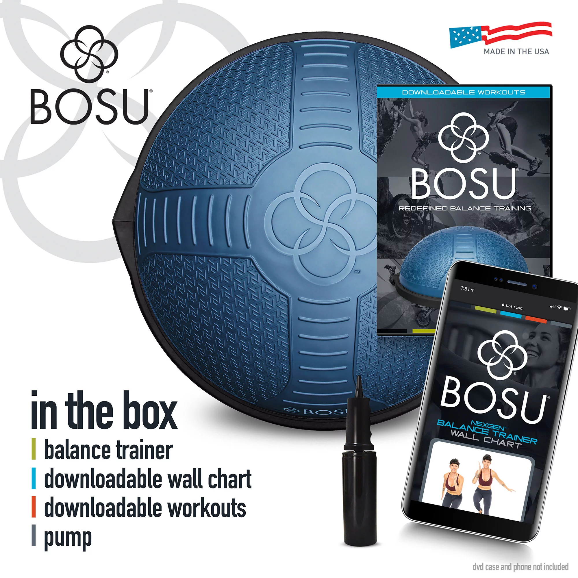 Bosu Home Balance Trainer for Strength, Flexibility, and Cardio, Blue