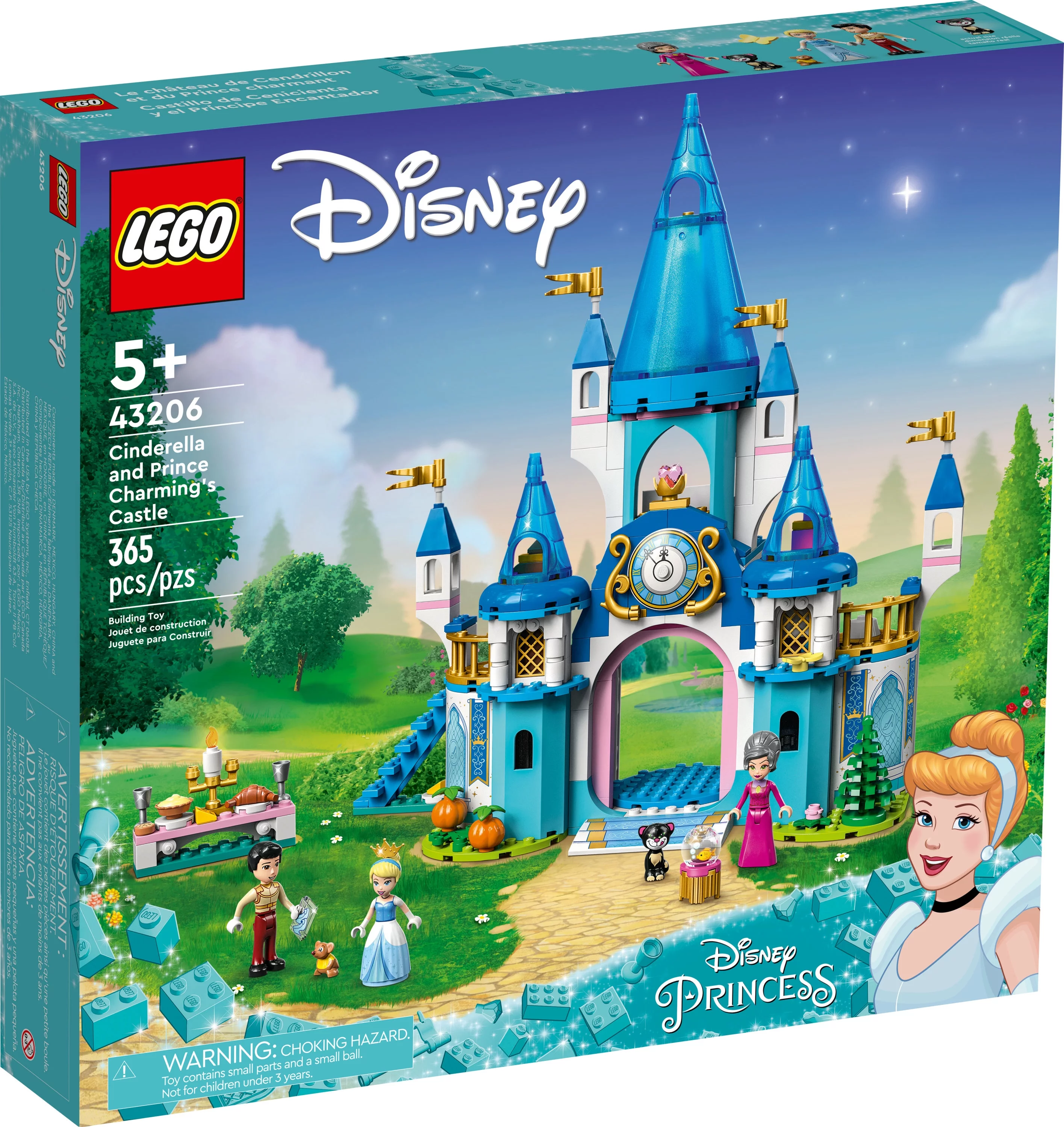 LEGO Disney Princess Cinderella and Prince Charming’s Castle 43206 Doll House, Buildable Toy with 3 Mini Dolls, plus Gus Gus and Lucifer Figures