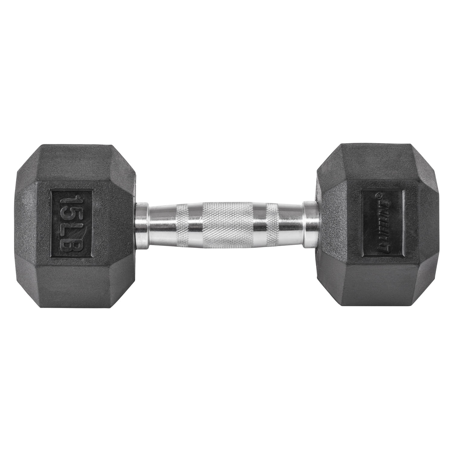 Lifeline Premium Rubber Hex Dumbbell, Single, 95 lbs