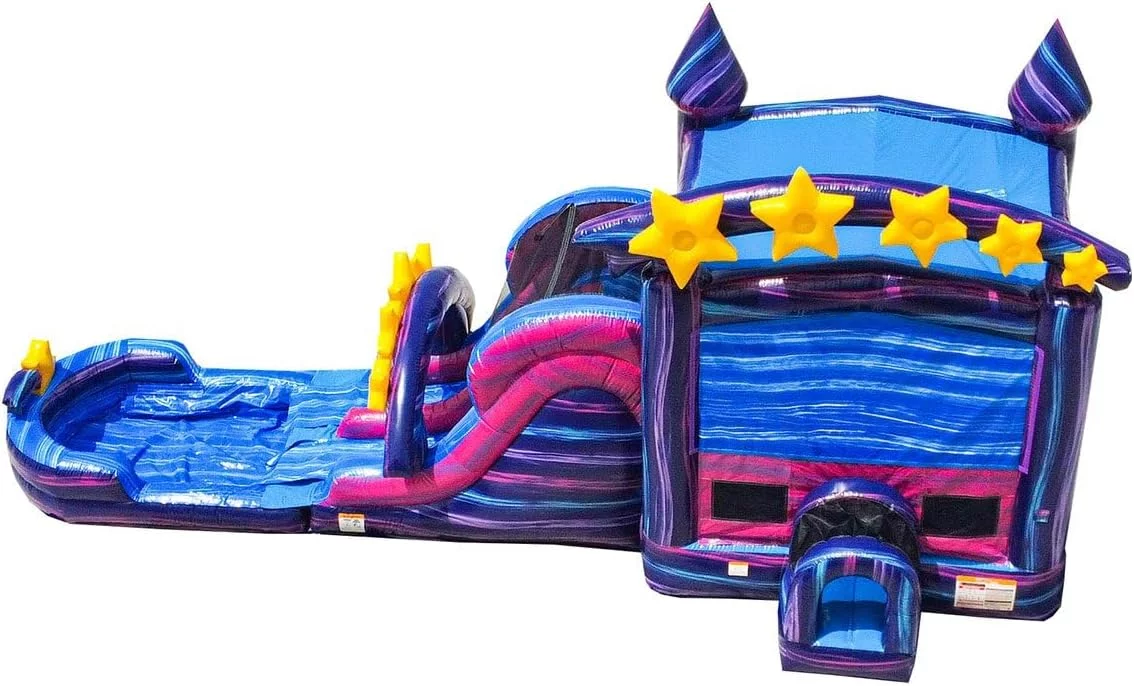 JumpOrange Commercial Grade Bounce House Water Slide with Detachable Deep Pool and Dual Lane (with Blower), Galaxy Theme