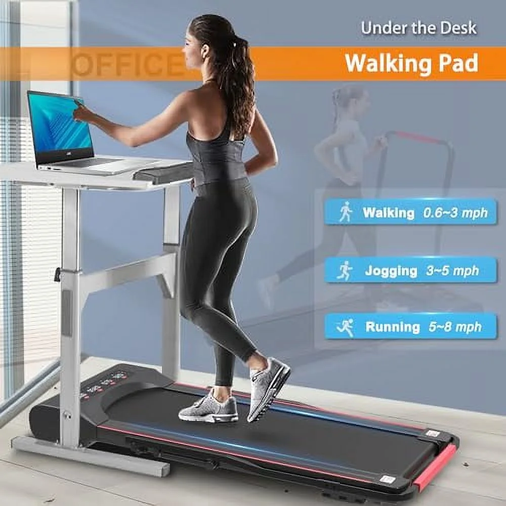 Walking Pad Foldable Treadmills for Home, Small Under Desk Treadmill 300 LB Capacity, Small Portable Walk Pad with Handle Bar