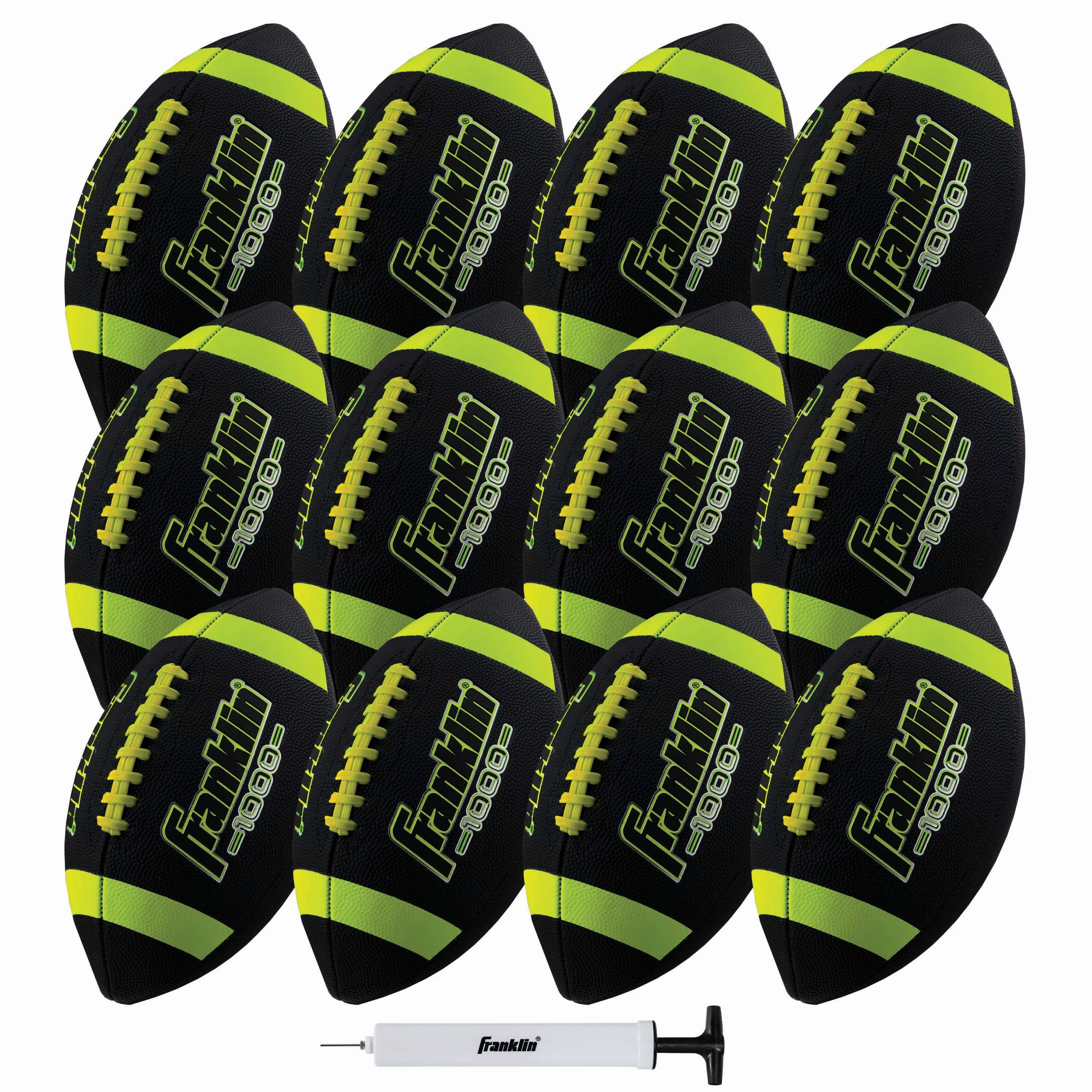 Franklin Sports Junior Footballs Team Pack – 12 Grip Rite Kids Footballs and Pump