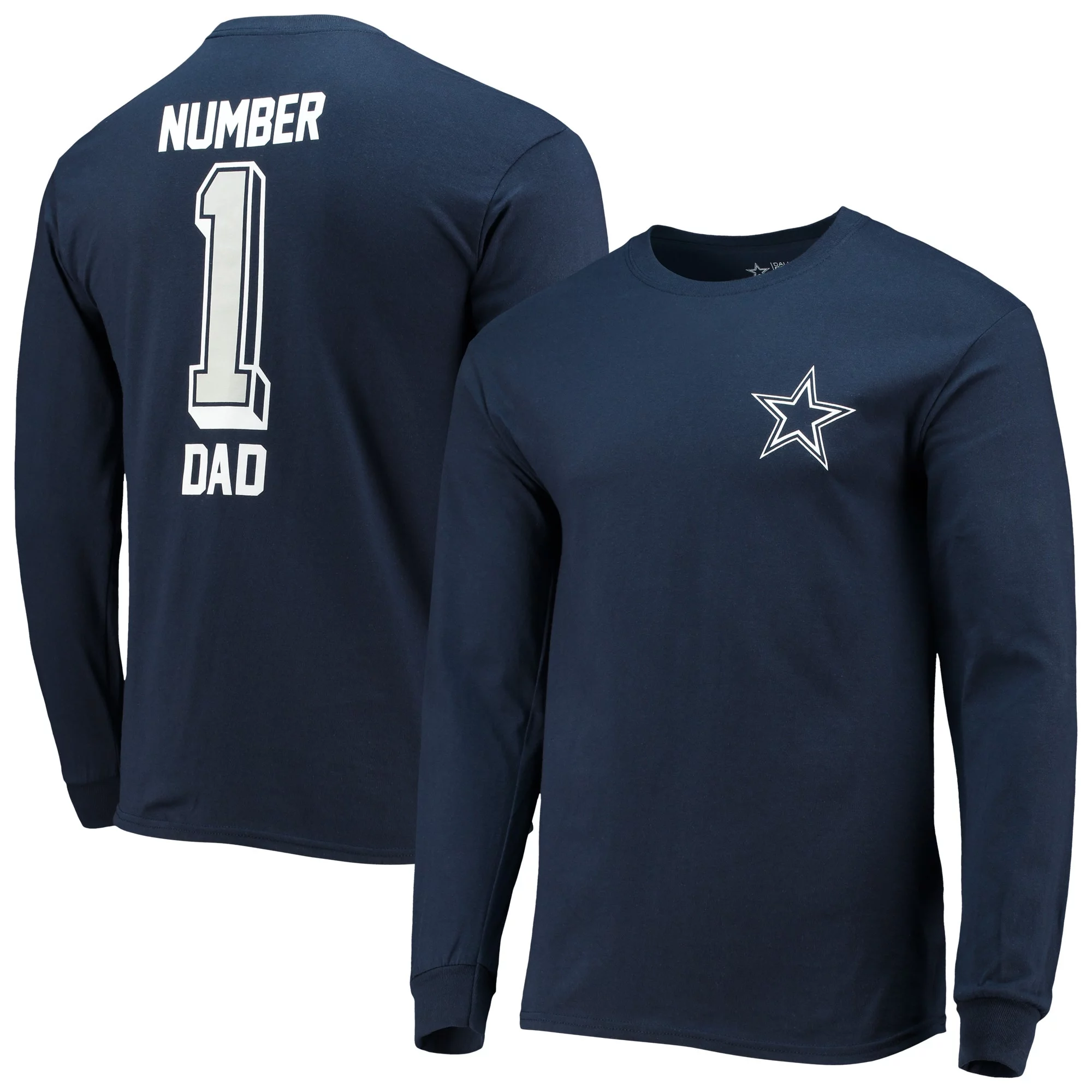 Men’s Fanatics Branded Navy Dallas Cowboys #1 Dad Long Sleeve T-Shirt