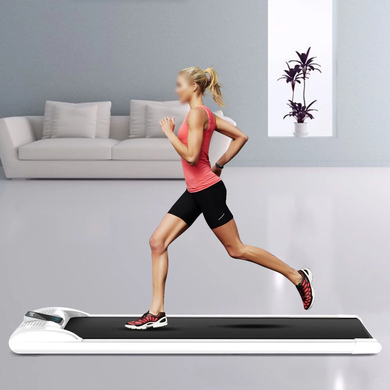 Portable Electric Treadmill Under Desk Walking Pad Fitness Running Exercise Home AC110V 42.52*19.69*6.3In