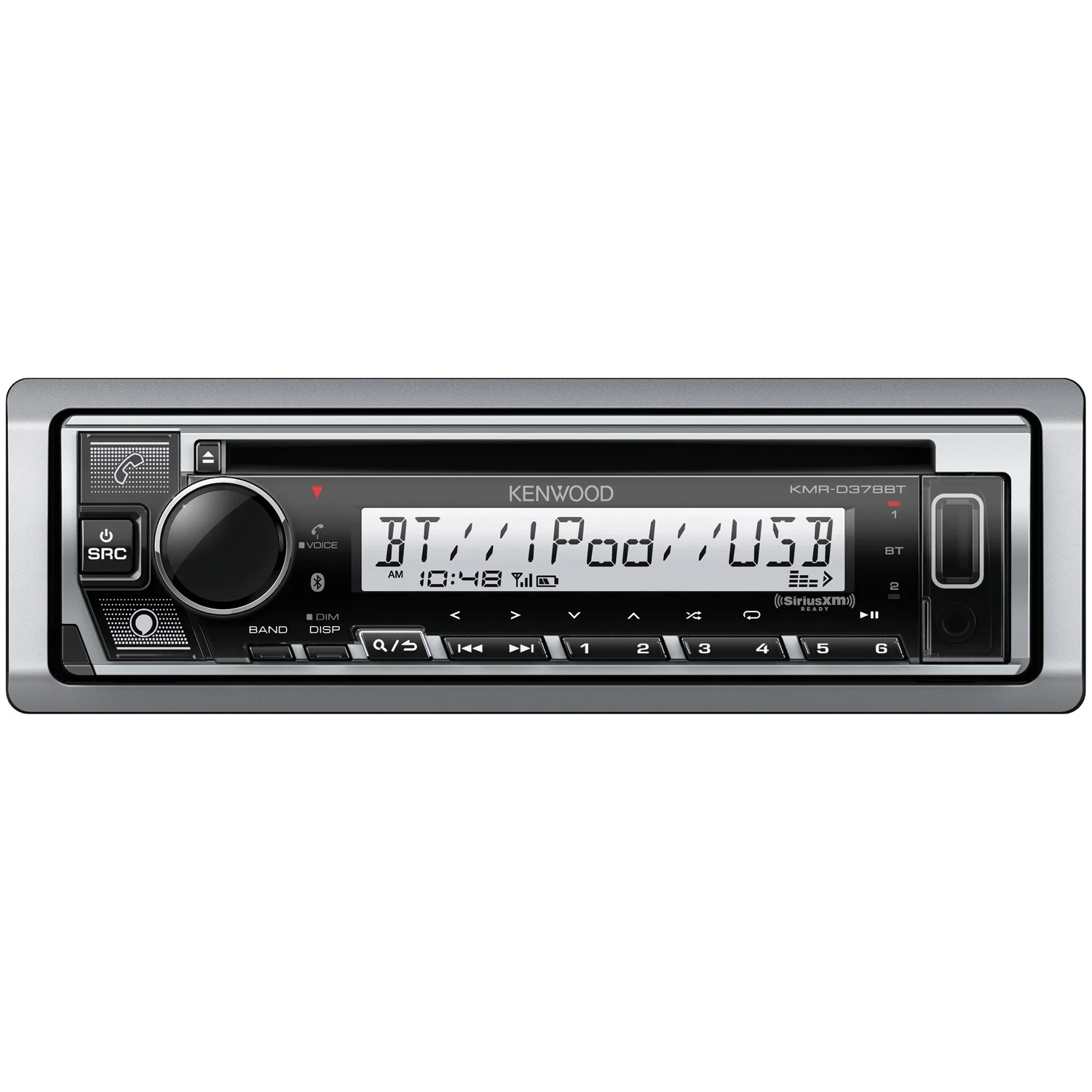 Kenwood KMR-D378BT Marine/Powersports Single-DIN In-Dash CD Receiver with Bluetooth, Electronic Voice Assistant and SiriusXM Ready