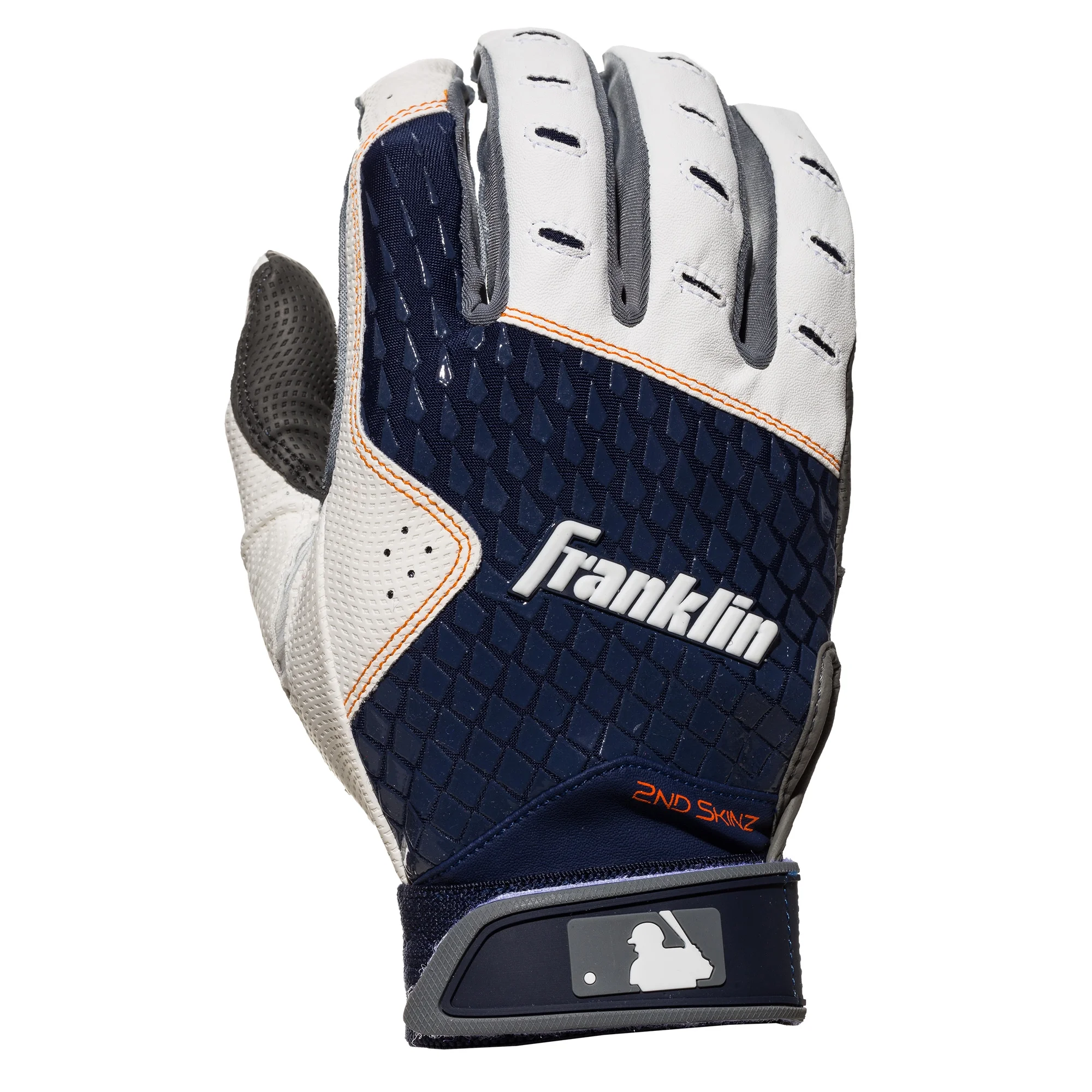 Franklin Sports 2nd-Skinz Batting Gloves – White/White – Adult Large