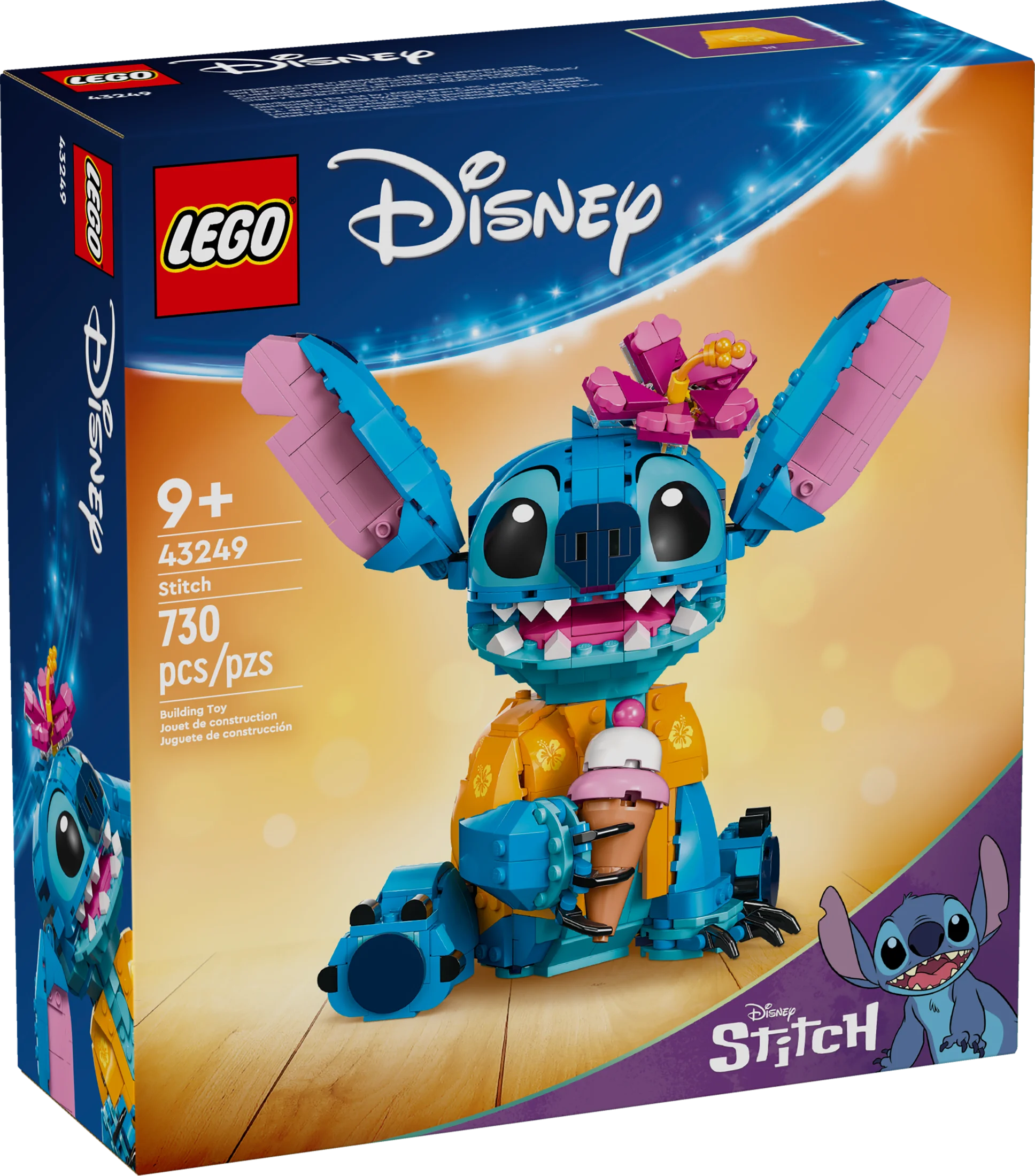 LEGO Disney Stitch Toy Building Kit, Disney Toy for 9 Year Old Kids, Buildable Figure with Ice Cream Cone, Fun Disney Gift for Girls, Boys and Lovers of the Hit Movie Lilo and Stitch, 43249