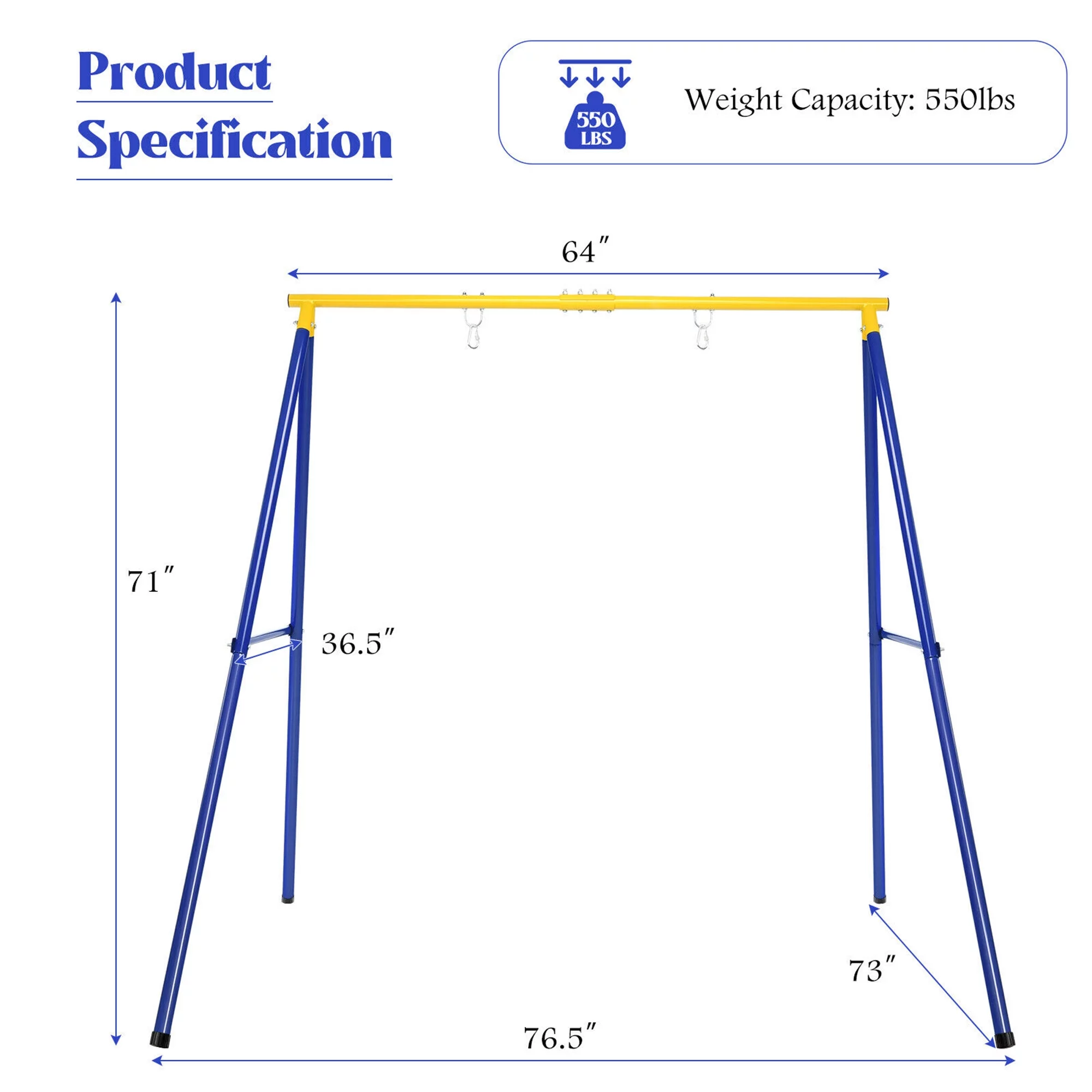 Gymax Extra Large Heavy Duty A-Frame Steel Swing Stand All-Steel Metal Swing Frame