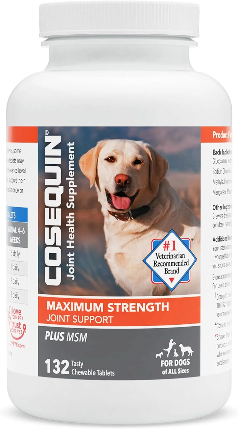 Nutramax Cosequin Maximum Strength Joint Health Supplement for Dogs, 132 Chewable Tablets