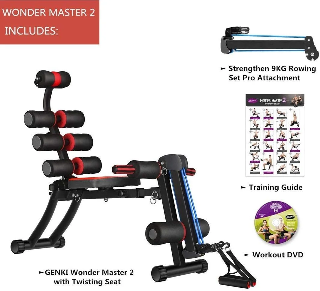 MBB 22 in 1 Wonder Master Core & Abdominal Workout Chair,Foldable & Adjustable Rowing Machine,22 Ways to Exercise,Fitness Equipment for Home Gym Sports