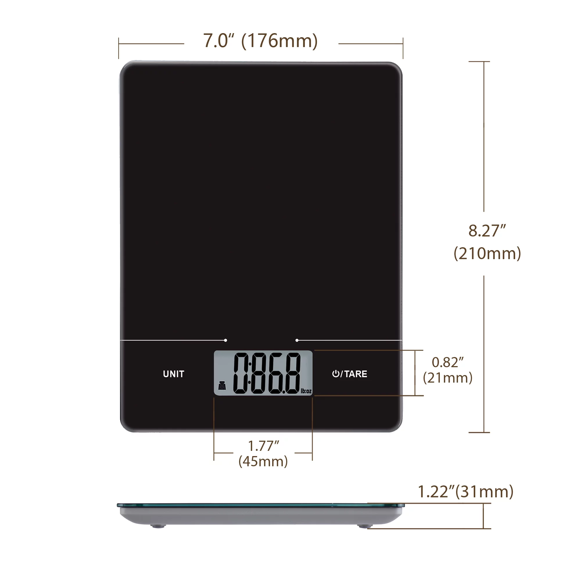 Mainstays Tempered Glass Slimline Digital Scale, Black