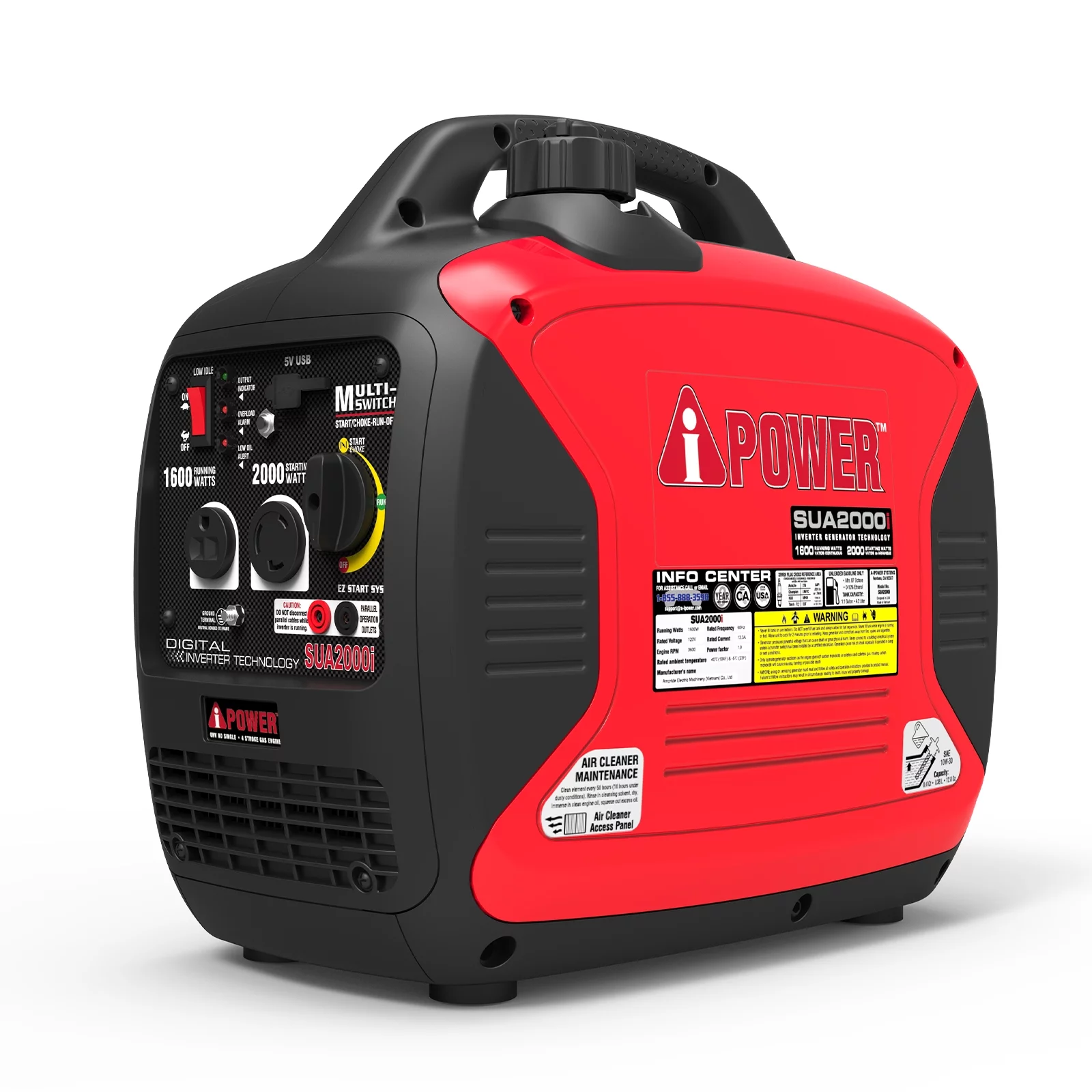 A-iPower Portable Inverter Generator, 2000W Ultra-Quiet RV Ready, EPA Compliant, Small & Ultra Lightweight For Backup Home Use, Tailgating & Camping