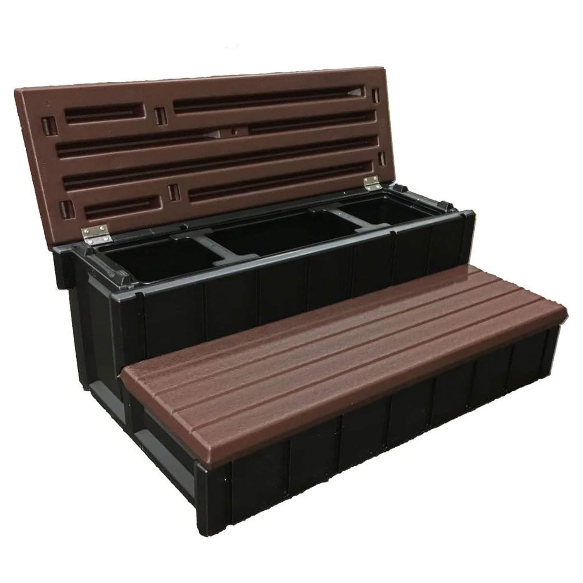 Confer Plastics Leisure Accent Outdoor Spa Storage Steps, Espresso